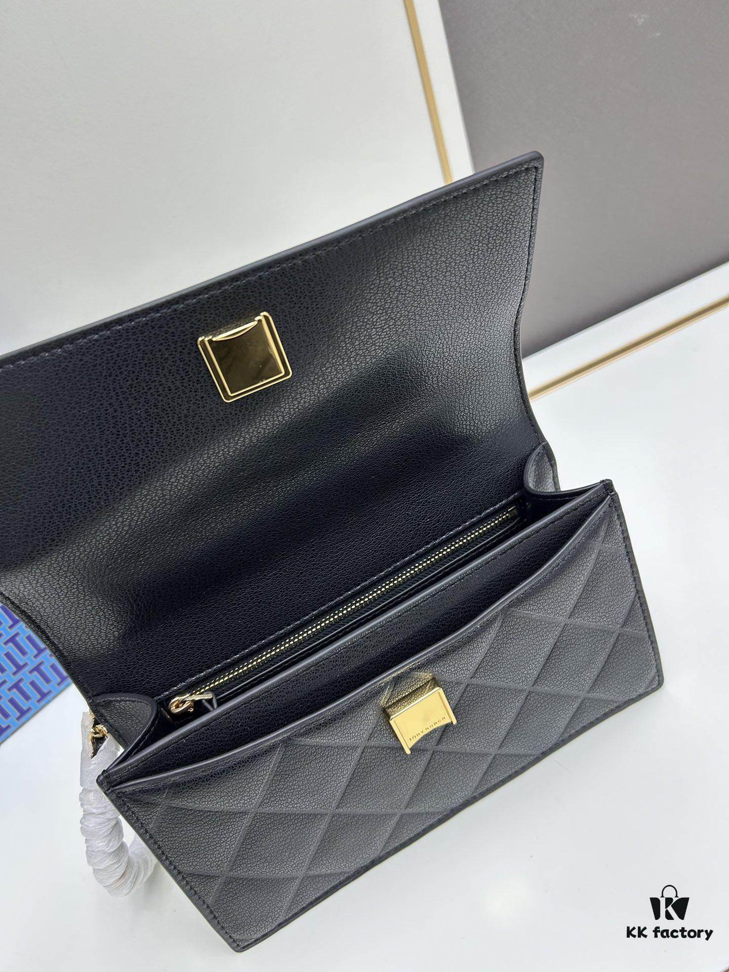 TORY BURCH Miller Leather Accordion Bag - Genuine Calfskin with Logo Detail