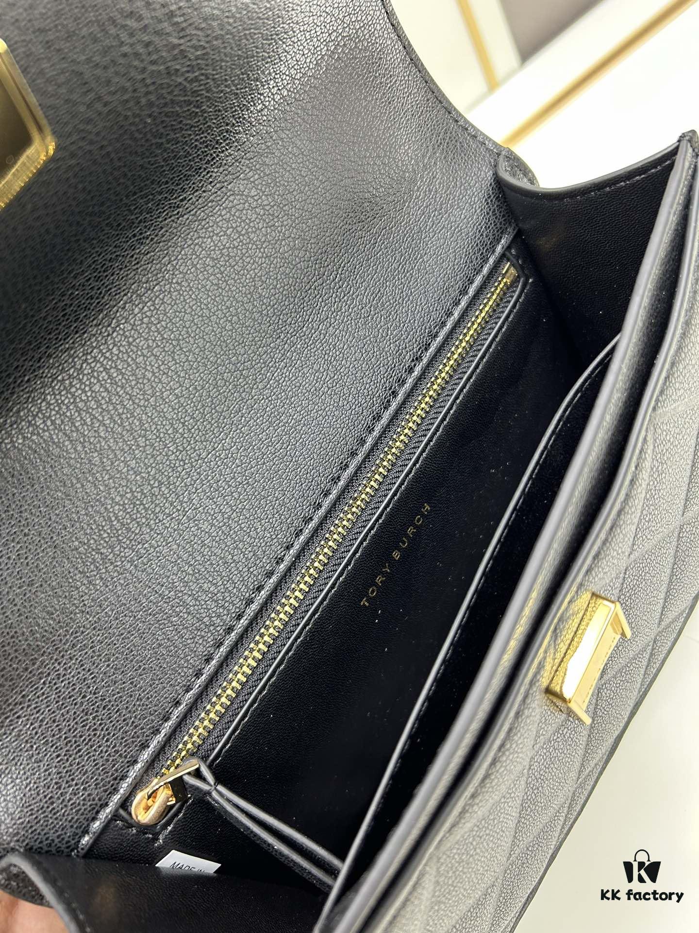 TORY BURCH Miller Leather Accordion Bag - Genuine Calfskin with Logo Detail