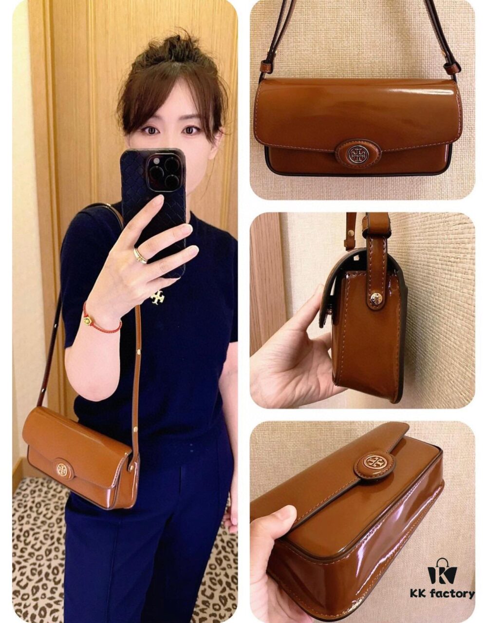 Tory Burch Robinson Rectangular Shoulder Bag, Full Leather Series, New Arrival with Attention to Detail