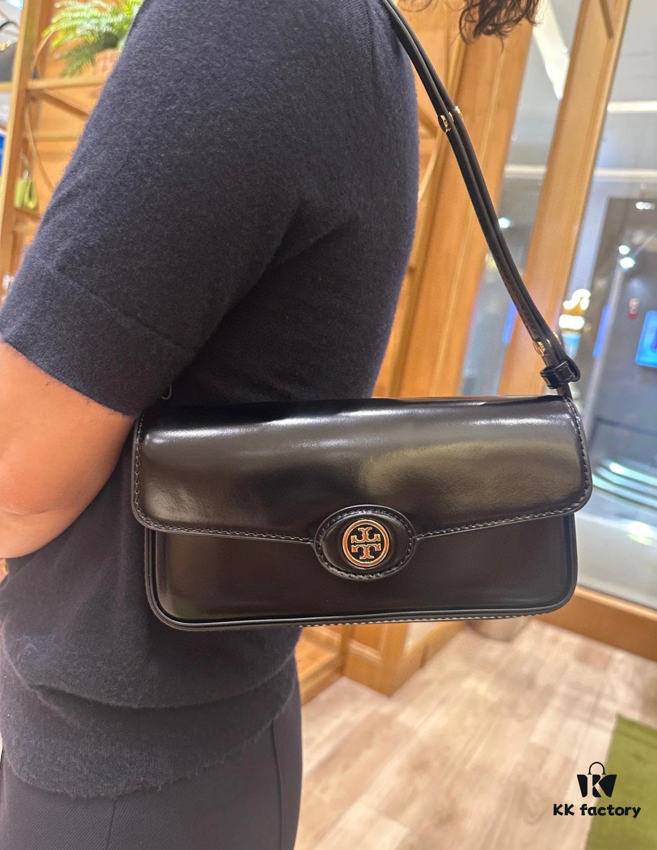 Tory Burch Robinson Rectangular Shoulder Bag, Full Leather Series, New Arrival with Attention to Detail