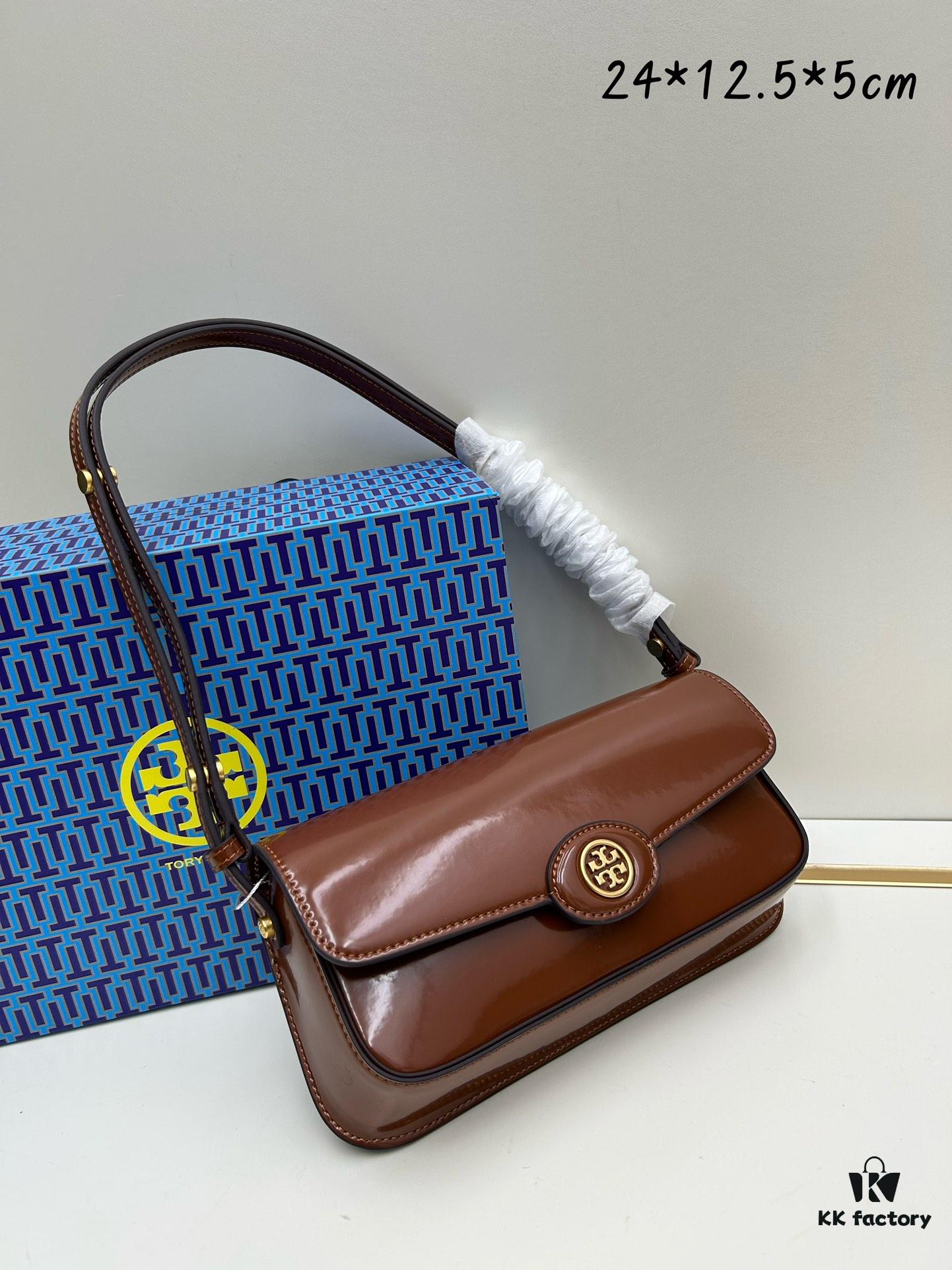 Tory Burch Robinson Rectangular Shoulder Bag, Full Leather Series, New Arrival with Attention to Detail