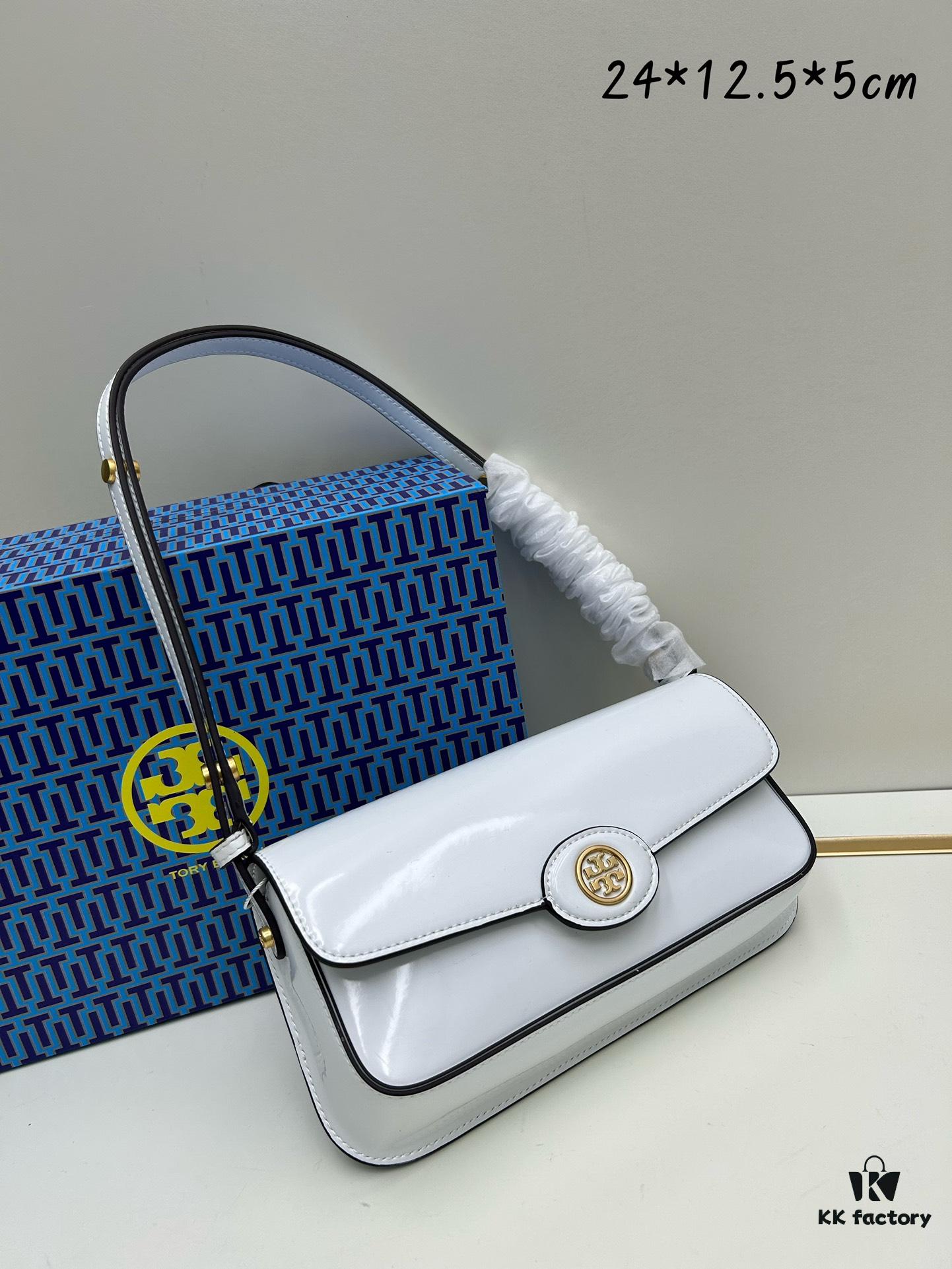 Tory Burch Robinson Rectangular Shoulder Bag, Full Leather Series, New Arrival with Attention to Detail