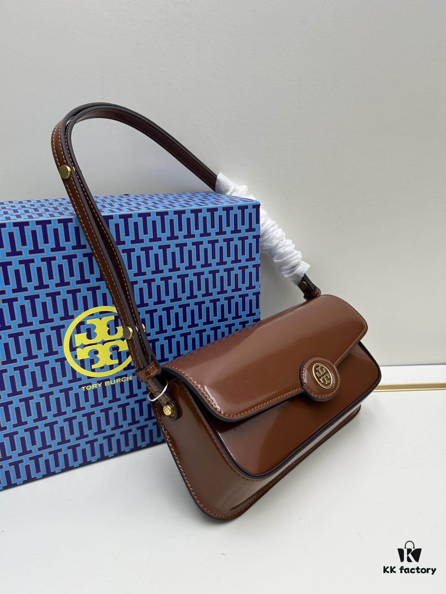 Tory Burch Robinson Rectangular Shoulder Bag, Full Leather Series, New Arrival with Attention to Detail