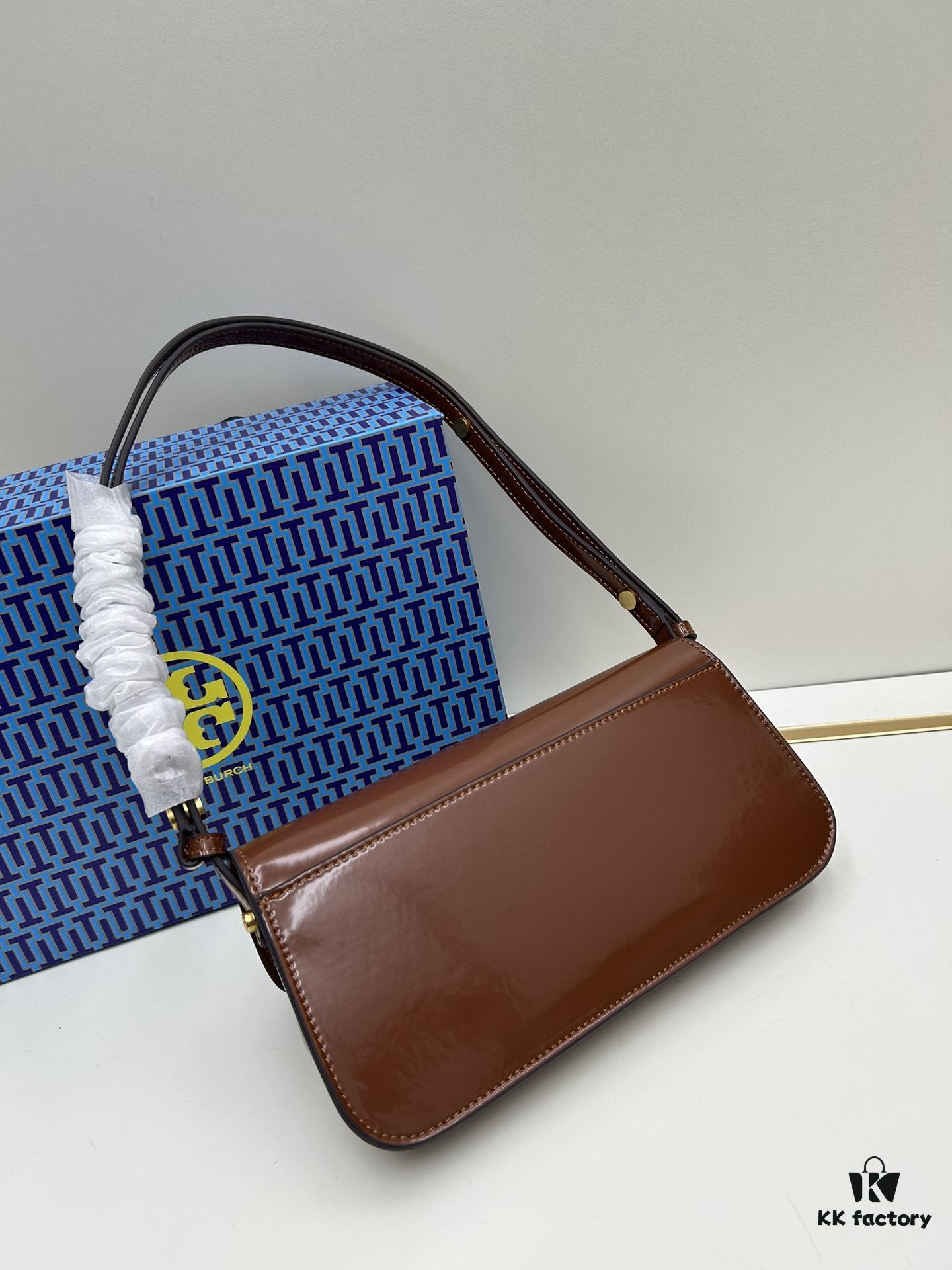 Tory Burch Robinson Rectangular Shoulder Bag, Full Leather Series, New Arrival with Attention to Detail