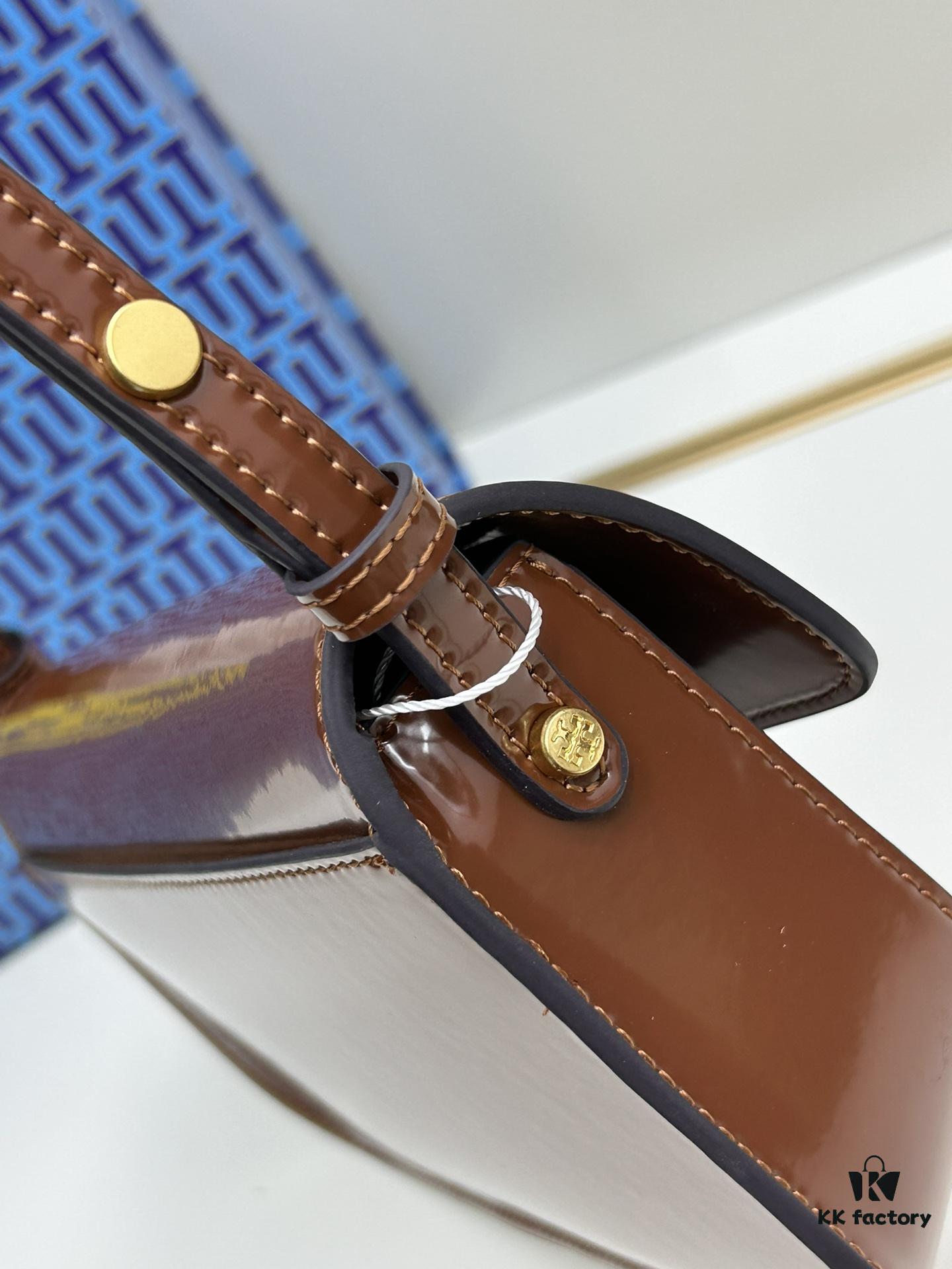 Tory Burch Robinson Rectangular Shoulder Bag, Full Leather Series, New Arrival with Attention to Detail