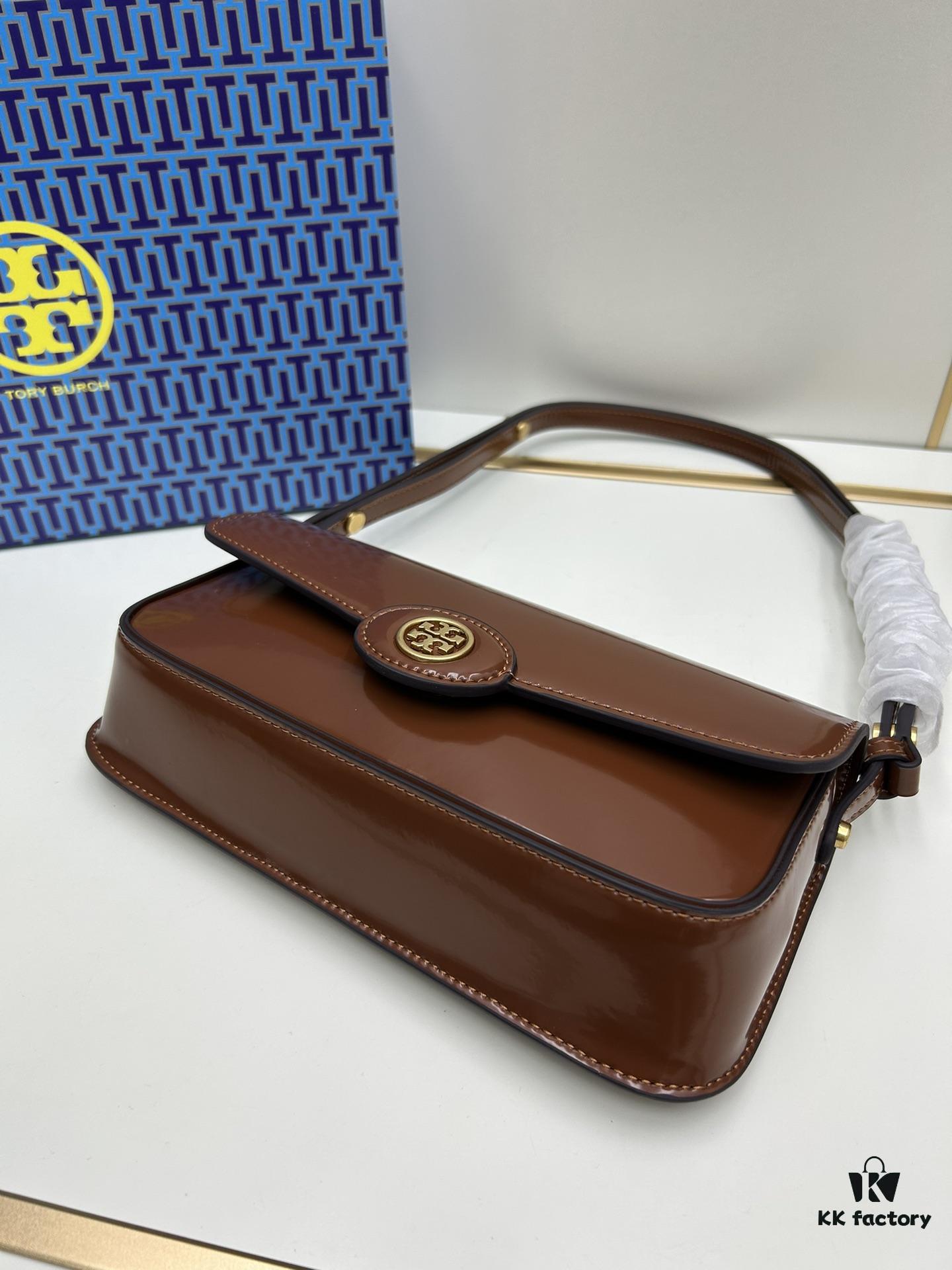 Tory Burch Robinson Rectangular Shoulder Bag, Full Leather Series, New Arrival with Attention to Detail
