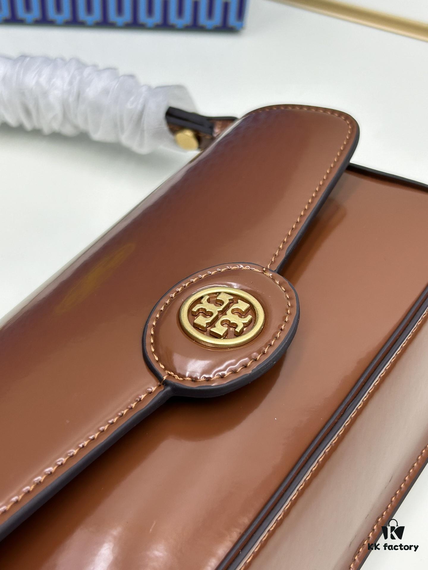 Tory Burch Robinson Rectangular Shoulder Bag, Full Leather Series, New Arrival with Attention to Detail