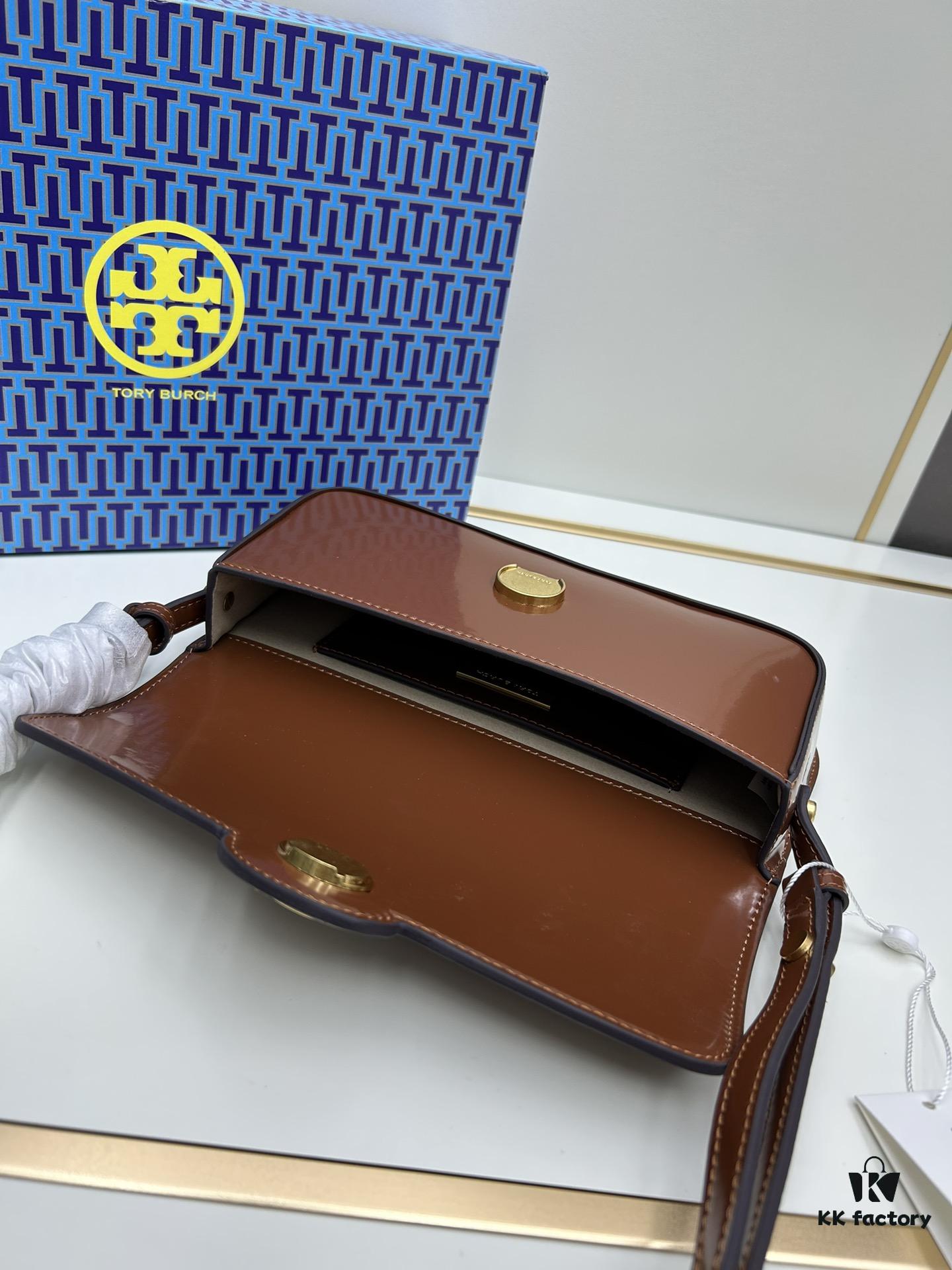 Tory Burch Robinson Rectangular Shoulder Bag, Full Leather Series, New Arrival with Attention to Detail