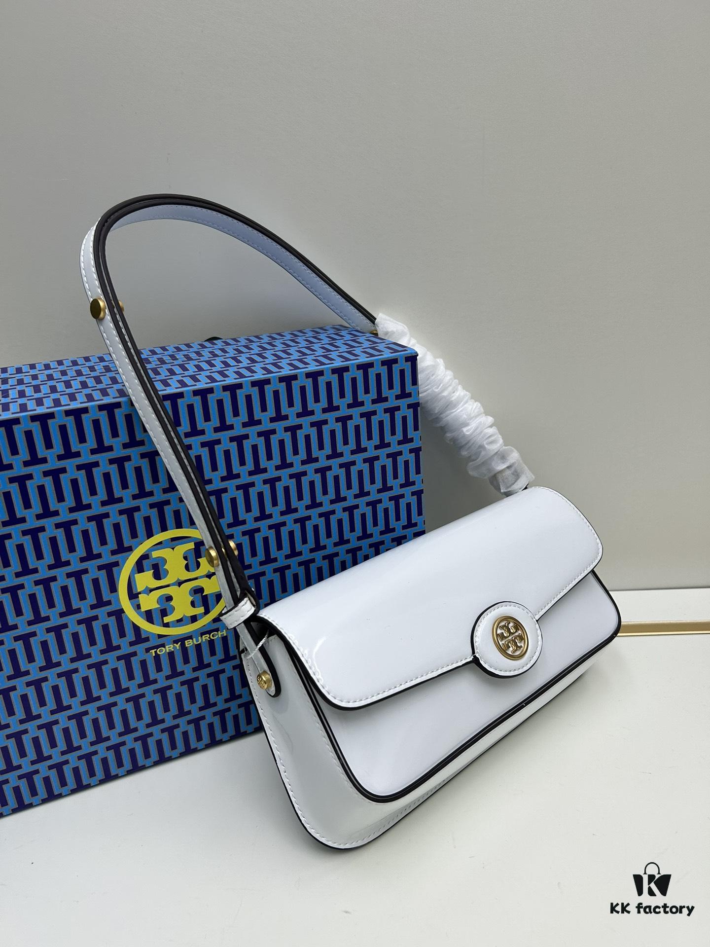 Tory Burch Robinson Rectangular Shoulder Bag, Full Leather Series, New Arrival with Attention to Detail