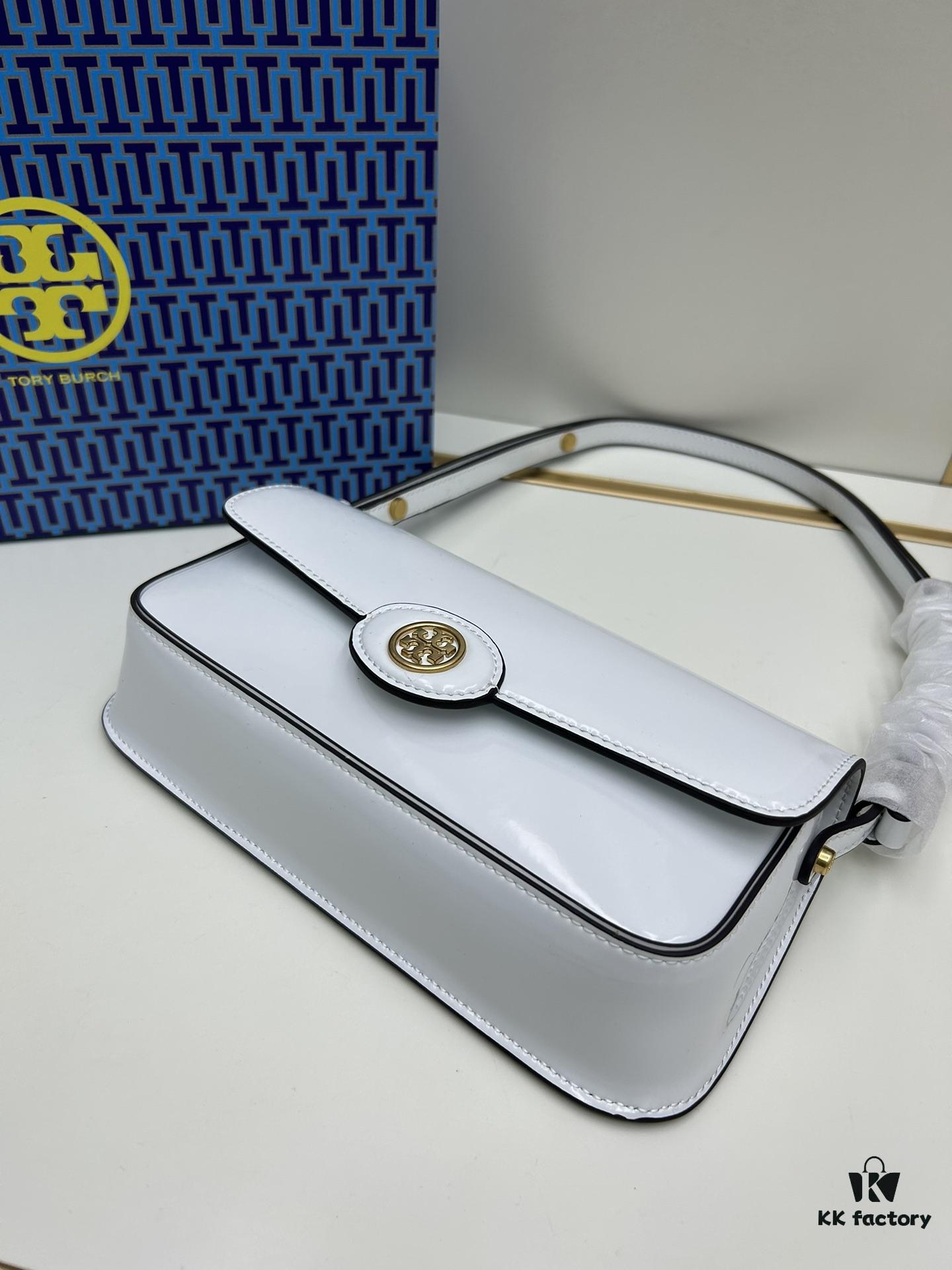Tory Burch Robinson Rectangular Shoulder Bag, Full Leather Series, New Arrival with Attention to Detail