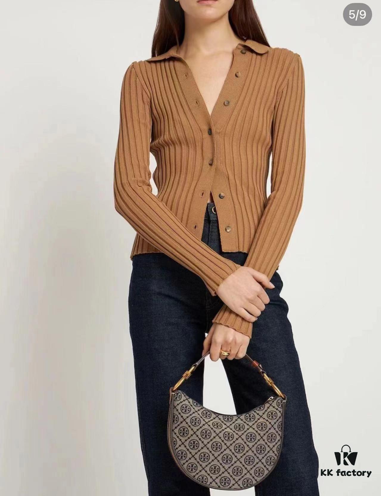 Tory Burch Classic Series, New Moon Bag with Signature T-Monogram Pattern