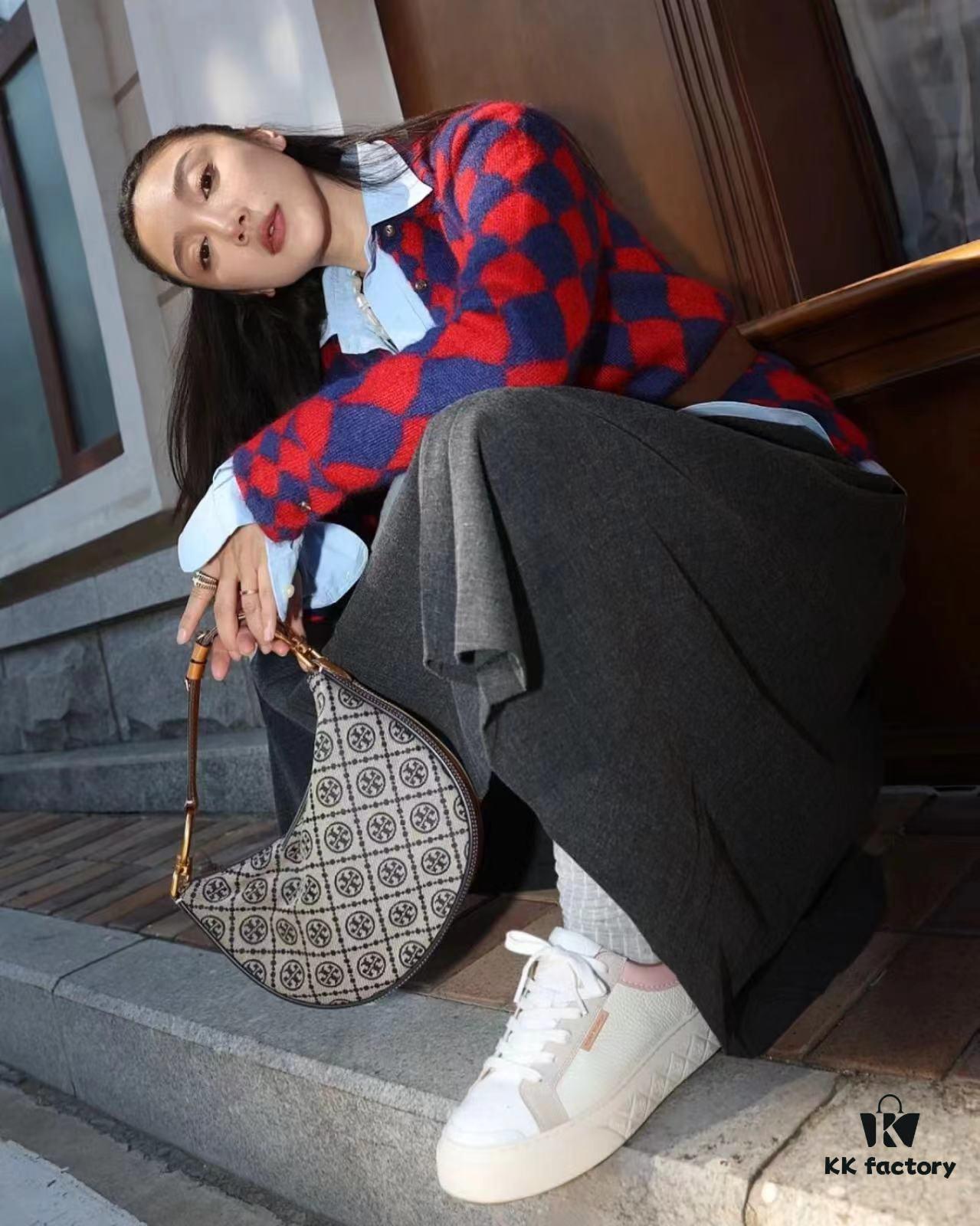 Tory Burch Classic Series, New Moon Bag with Signature T-Monogram Pattern