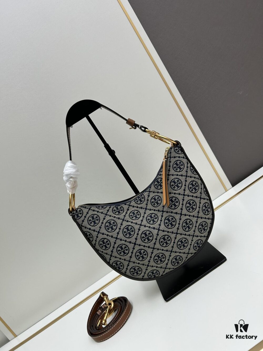 Tory Burch Classic TMonogram Crescent Bag – New Arrival with Refined Details