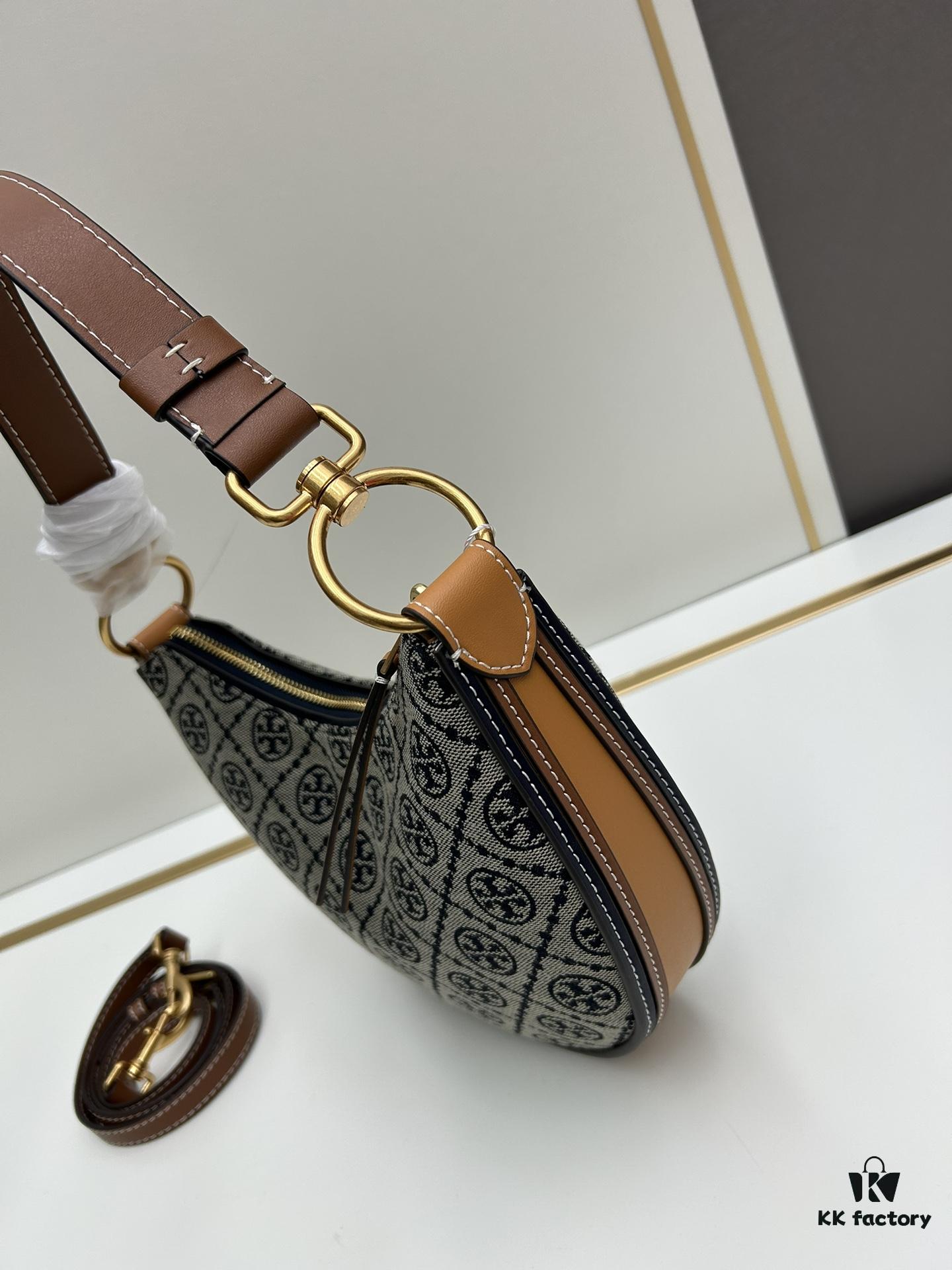 Tory Burch Classic TMonogram Crescent Bag – New Arrival with Refined Details
