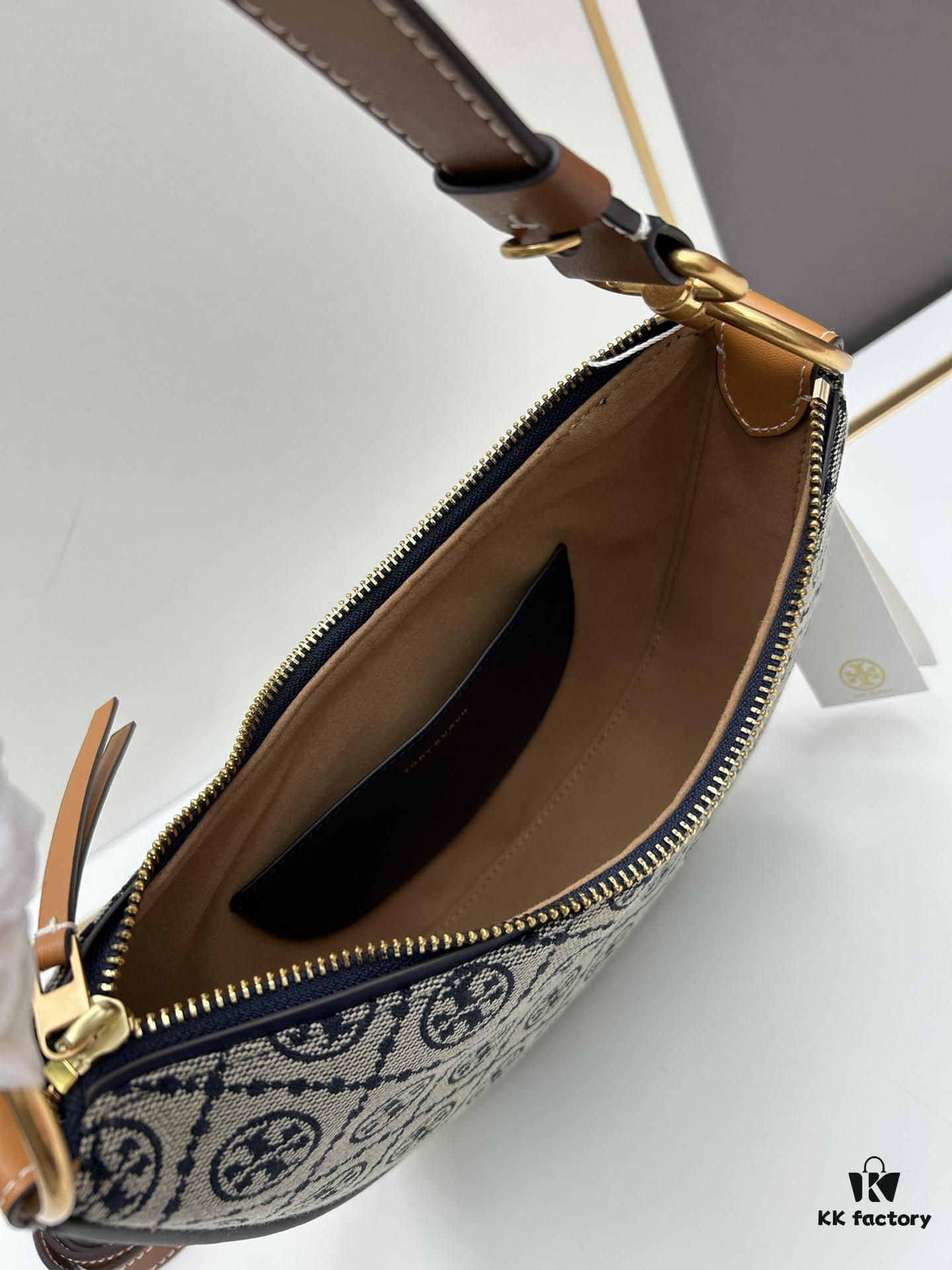 Tory Burch Classic TMonogram Crescent Bag – New Arrival with Refined Details