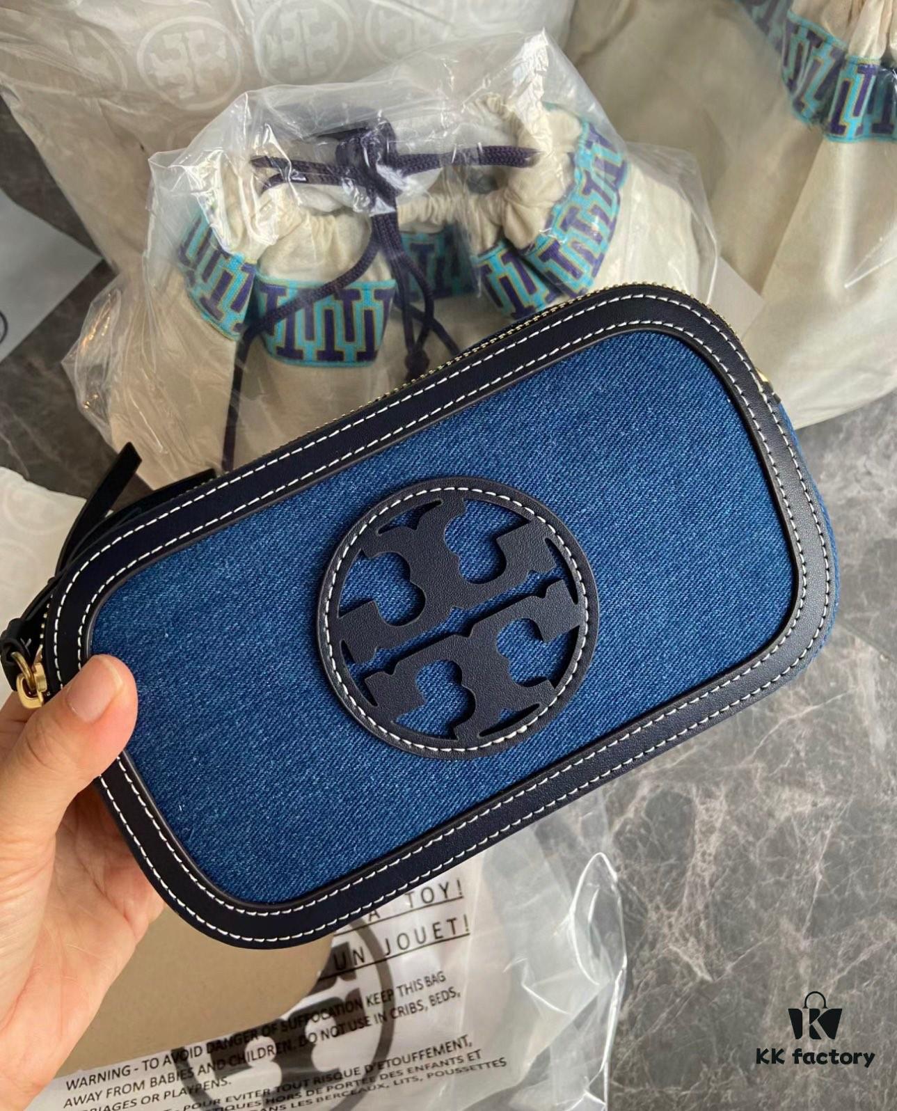 Authentic Quality Tory Burch New Denim Camera Bag Miller Crossbody Shoulder Bag in Denim Blue