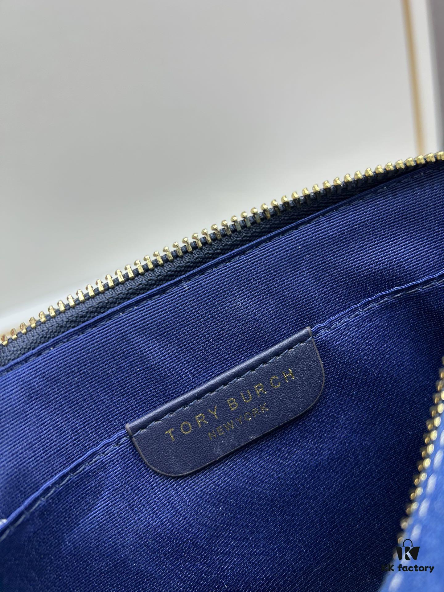 Authentic Quality Tory Burch New Denim Camera Bag Miller Shoulder Crossbody Bag, Denim Blue, Perfect for Spring and Summer, Lightweight Travel