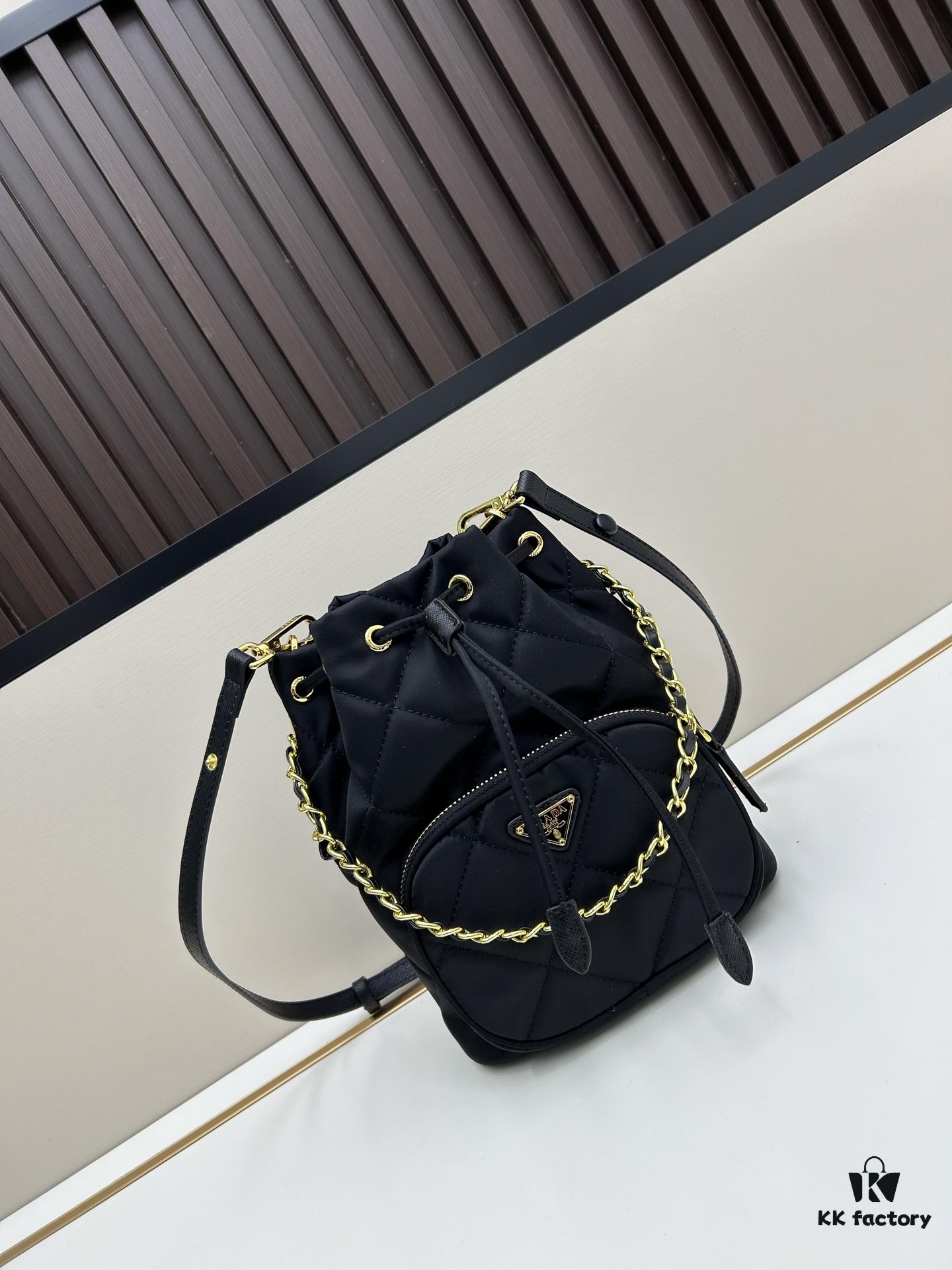 PRADA Mini Black and Gold Bucket Bag 🧚 So Elegant~
