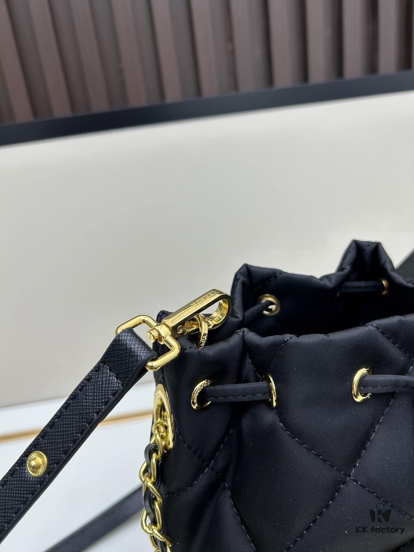 PRADA Mini Black and Gold Bucket Bag 🧚 So Elegant~