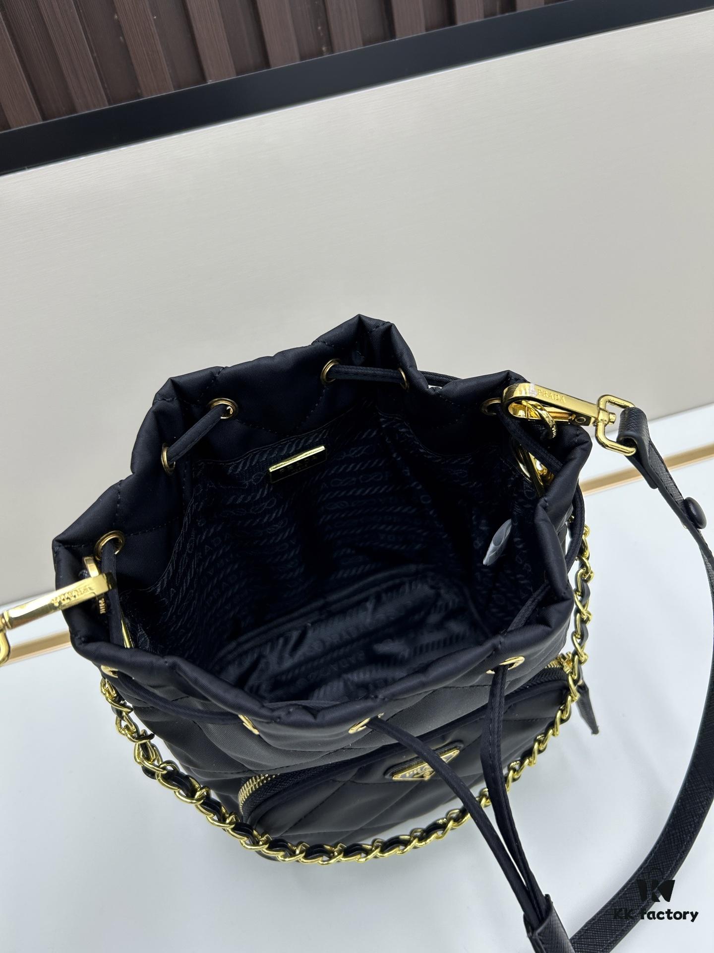 PRADA Mini Black and Gold Bucket Bag 🧚 So Elegant~