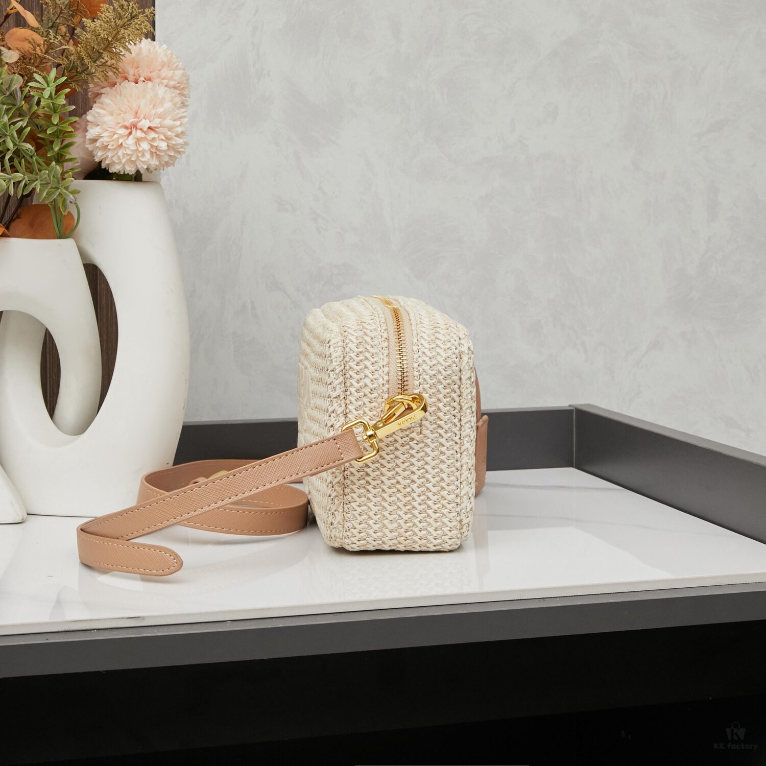 Prada New Raffia Camera Bag Model 2376 with Box Size 20x12x8