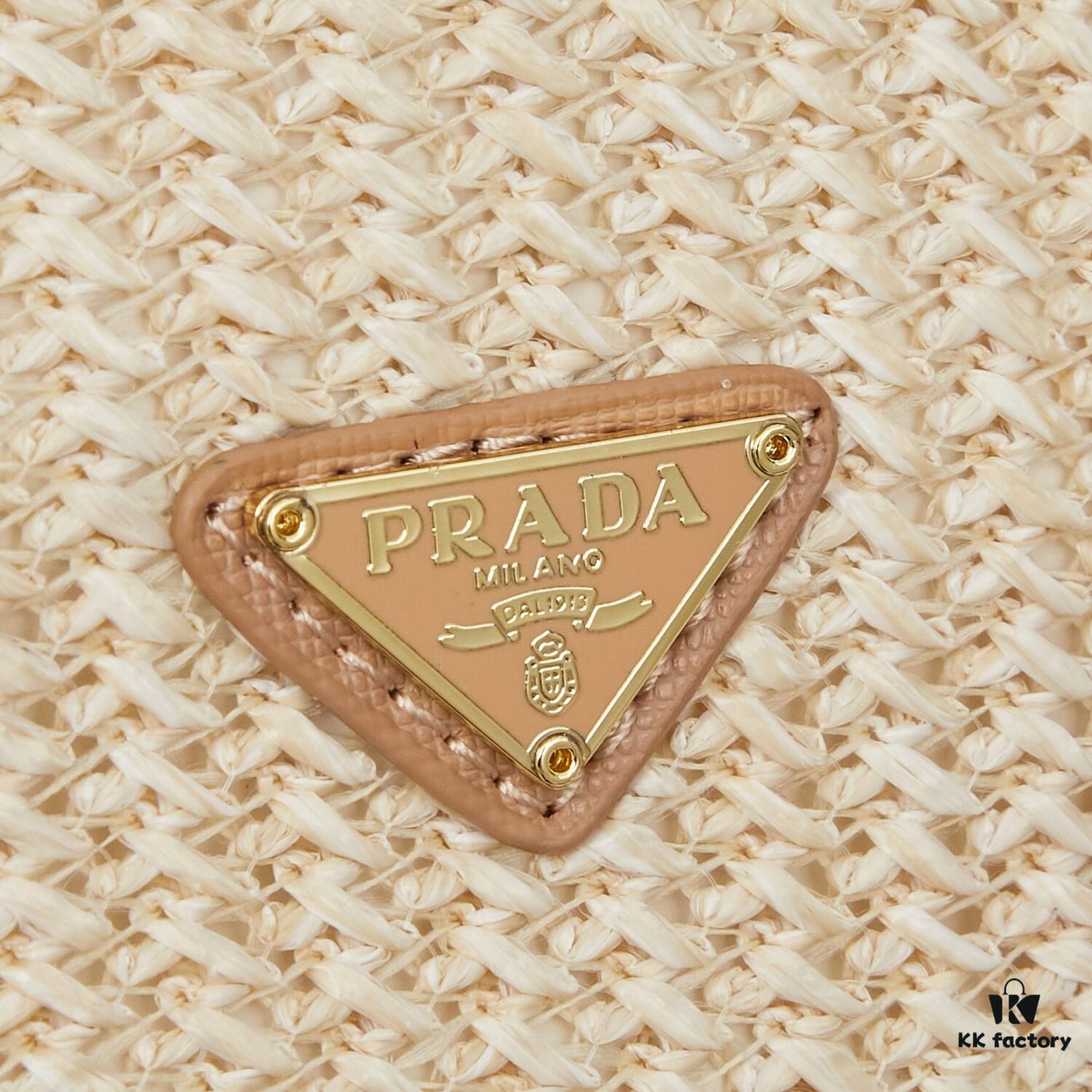 Prada Raffia Woven Bucket Bag with Box