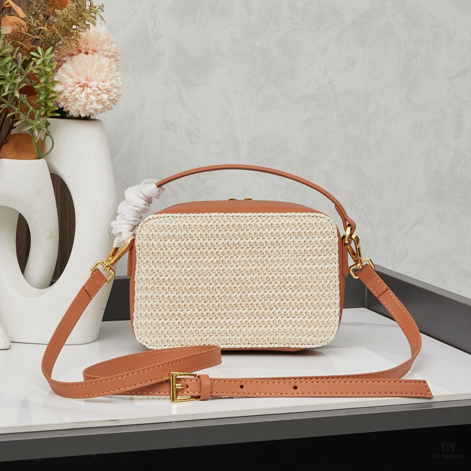 PRADA Woven Style Beautiful Bag with Box, Size 19x12x6, Model No. 2427