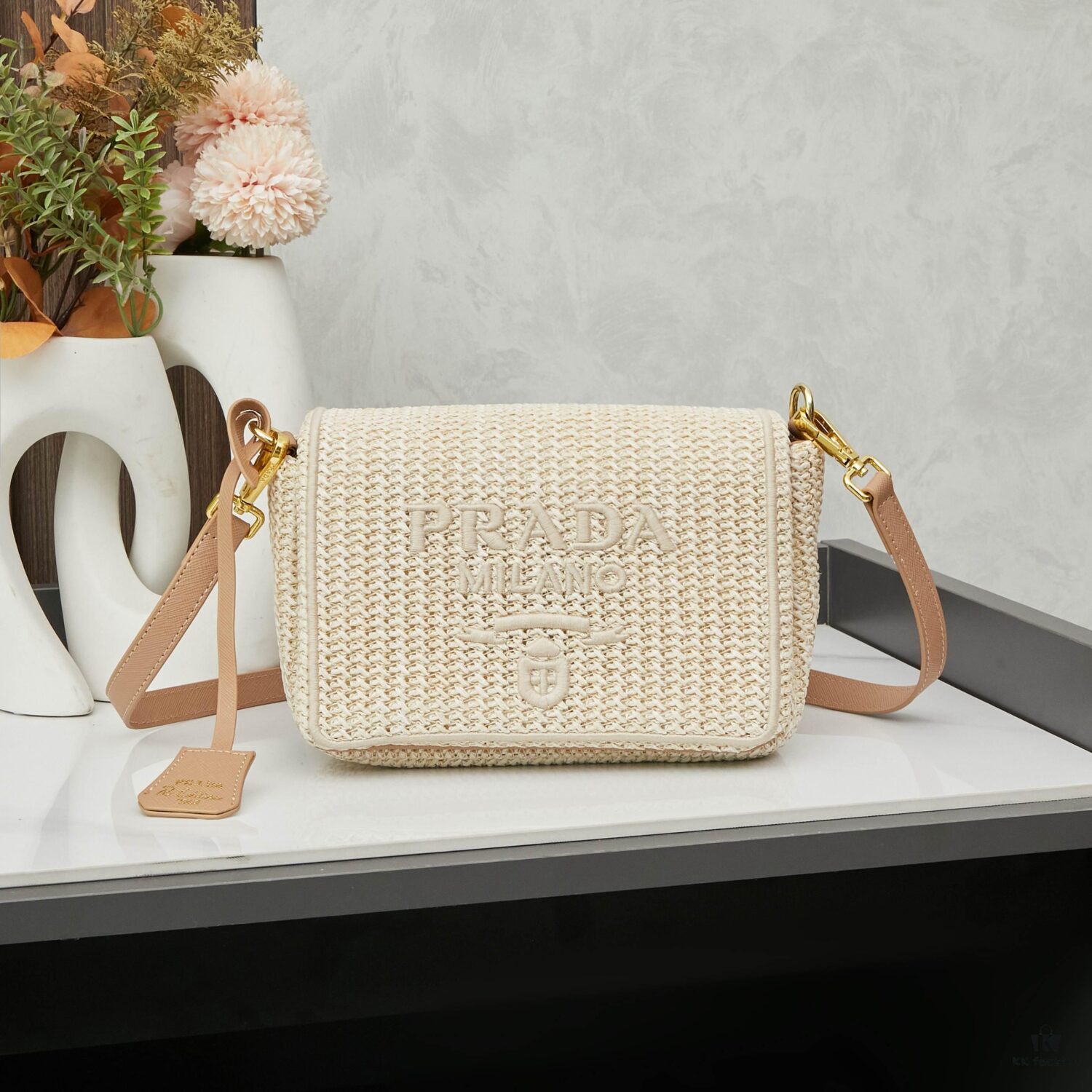 Raffia Woven Camera Bag, Model No. 2385, Box Size 20x12x8