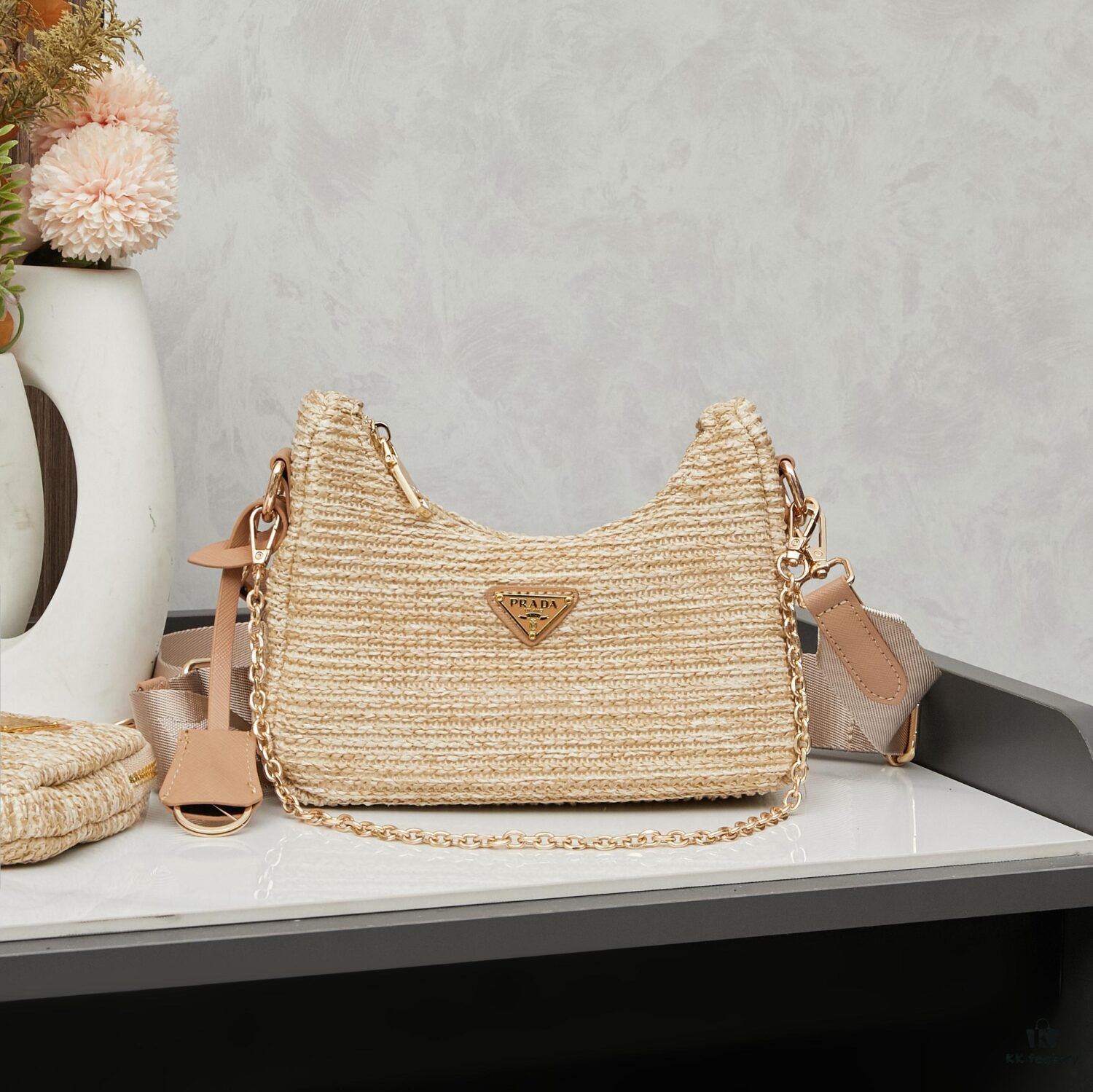 Prada Hobo Combo Raffia Woven Limited Edition Mini Bag 2429