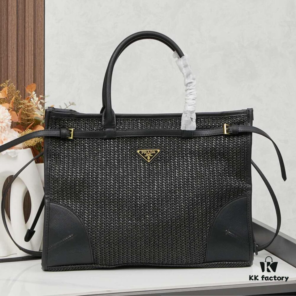 Prada Woven Bag, Stylish and Versatile Tote for Daily Commute, Size 38×30×12