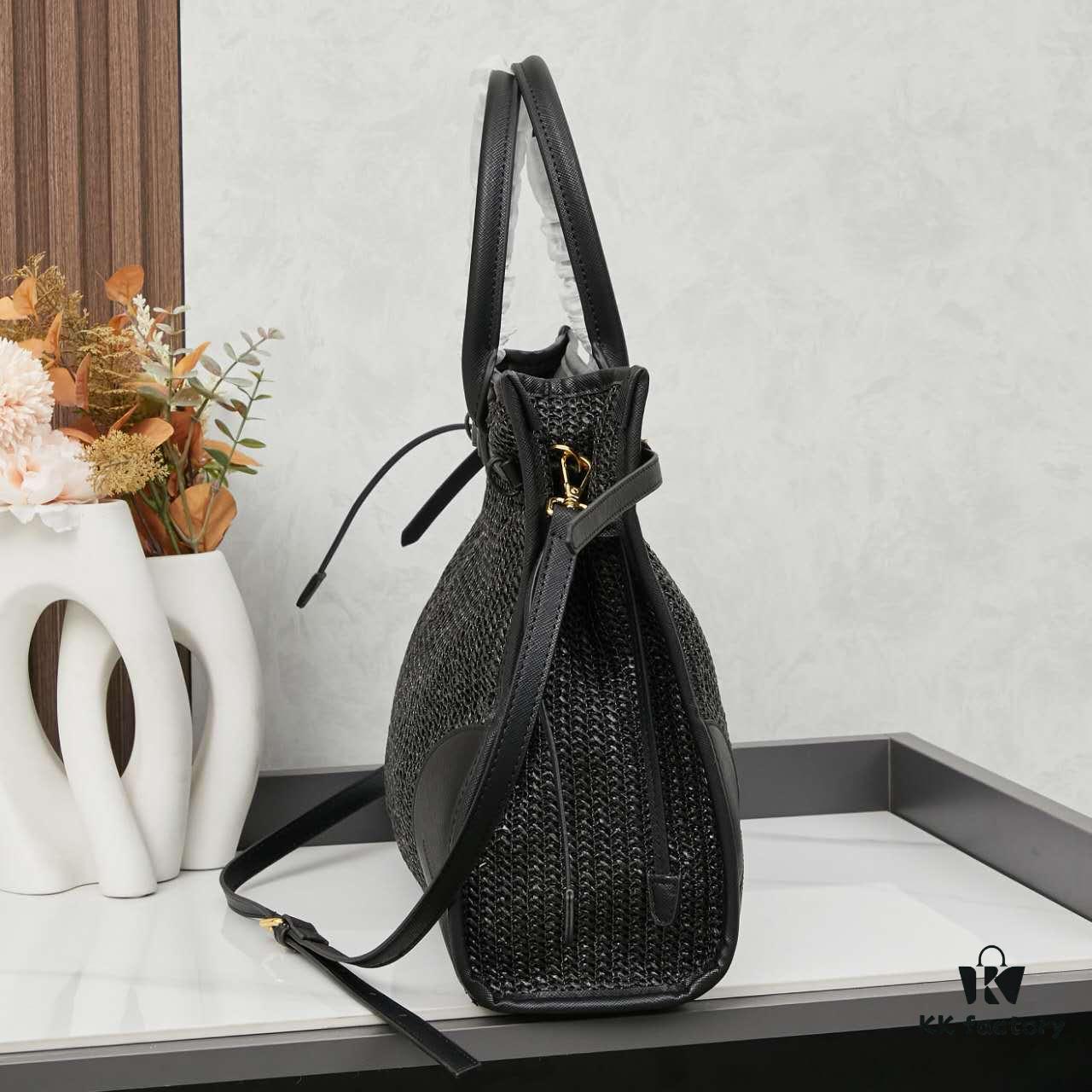 Prada Woven Bag, Stylish and Versatile Tote for Daily Commute, Size 38×30×12