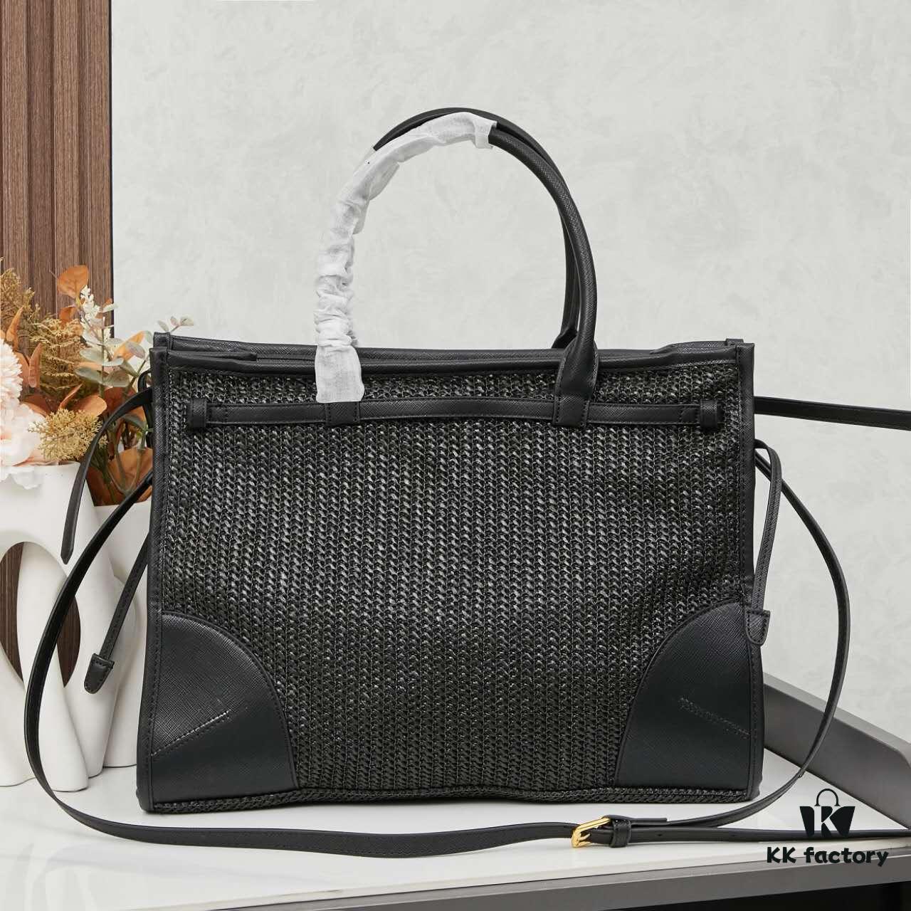 Prada Woven Bag, Stylish and Versatile Tote for Daily Commute, Size 38×30×12