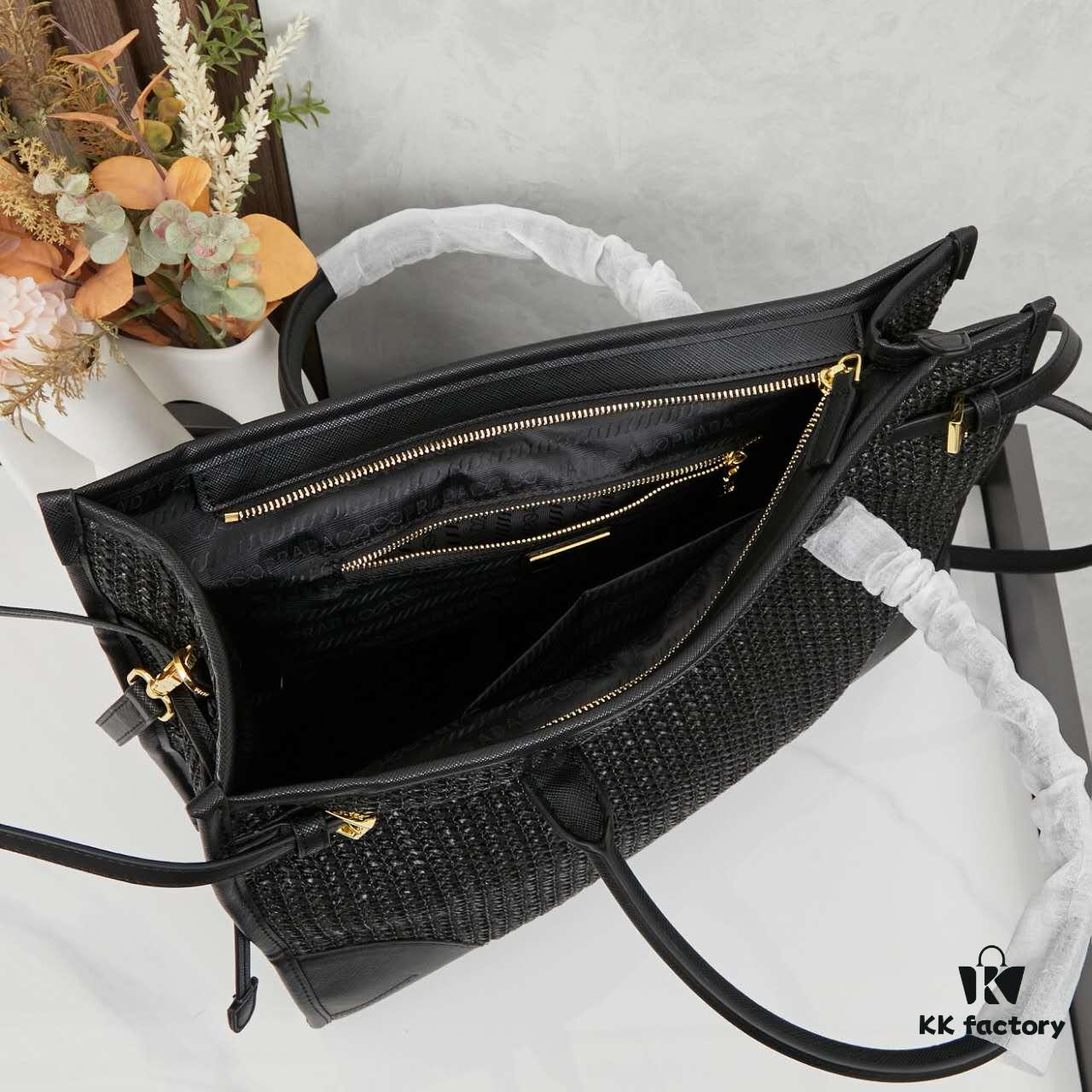 Prada Woven Bag, Stylish and Versatile Tote for Daily Commute, Size 38×30×12