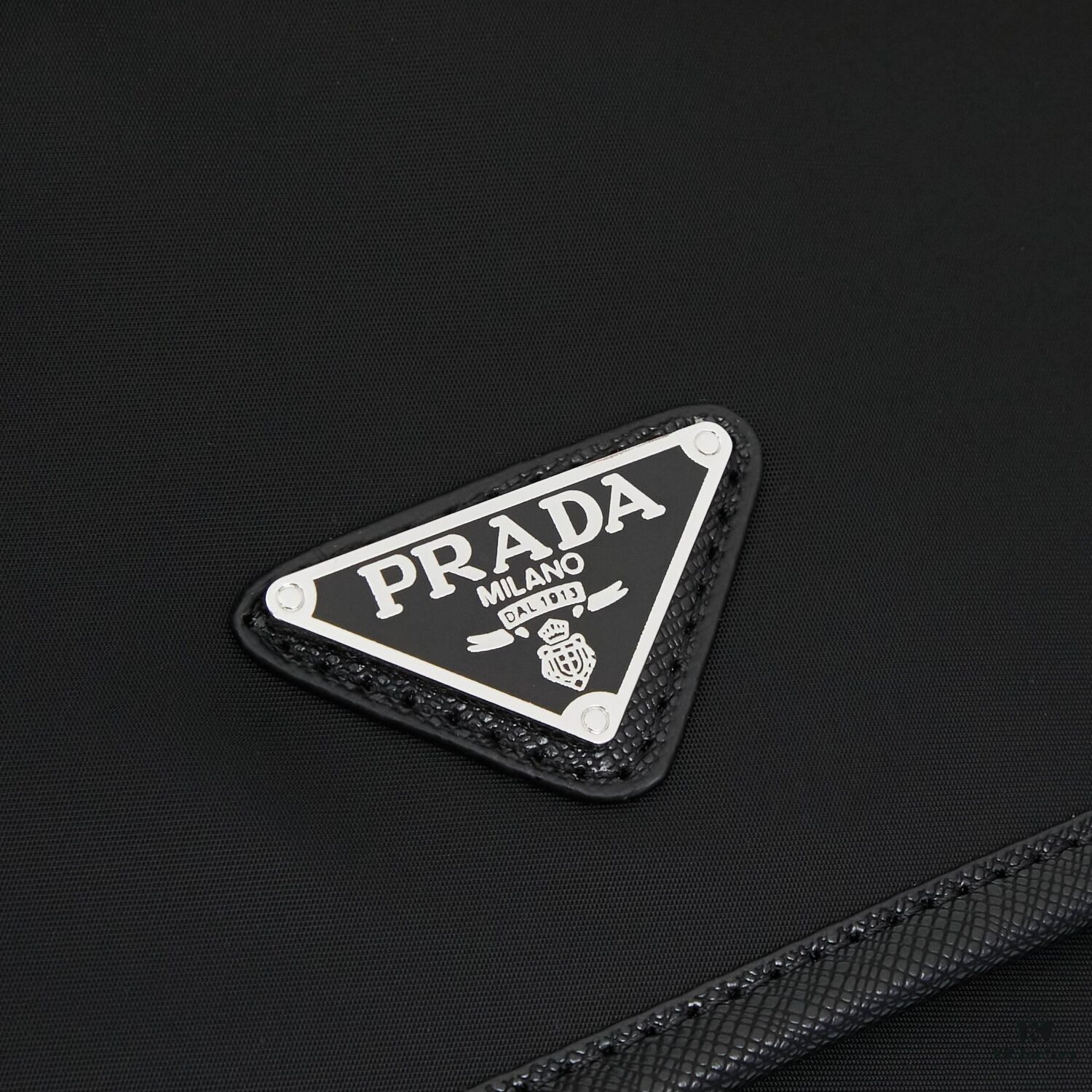 Prada RE-NYLON Recycled Nylon and Saffiano Leather Shoulder Bag! Crossbody Messenger Bag, Unisex! Parachute Fabric with Crosshatch Calfskin, Zippered Pocket at Back, Additional Zippered Compartment on Flap! Two Snap Closures at Opening for Security and Practicality! Adjustable Shoulder Strap! Size 30 x 25 cm, Model 2387