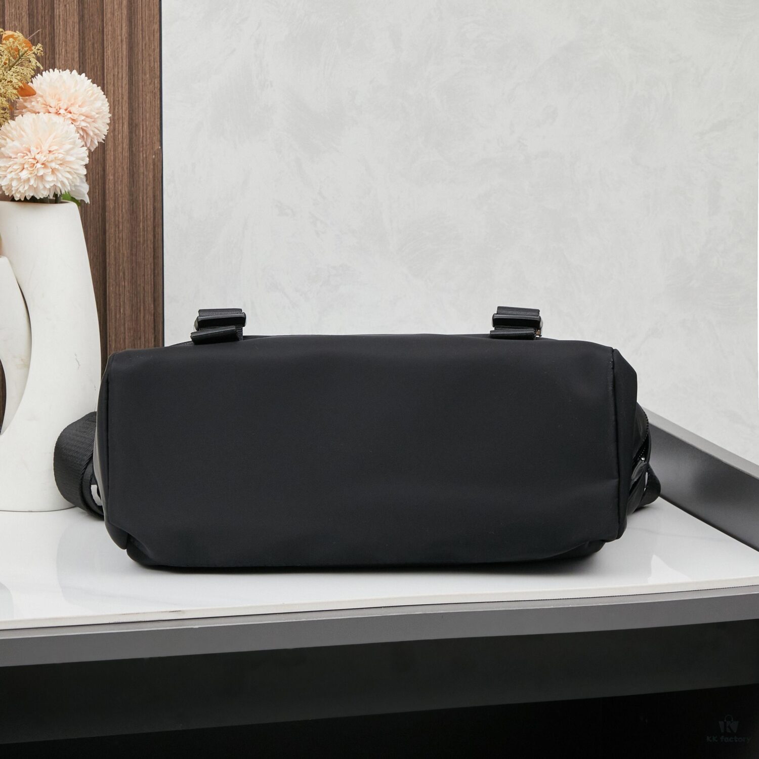 Prada RE-NYLON Recycled Nylon and Saffiano Leather Shoulder Bag! Crossbody Messenger Bag, Unisex! Parachute Fabric with Crosshatch Calfskin, Zippered Pocket at Back, Additional Zippered Compartment on Flap! Two Snap Closures at Opening for Security and Practicality! Adjustable Shoulder Strap! Size 30 x 25 cm, Model 2387