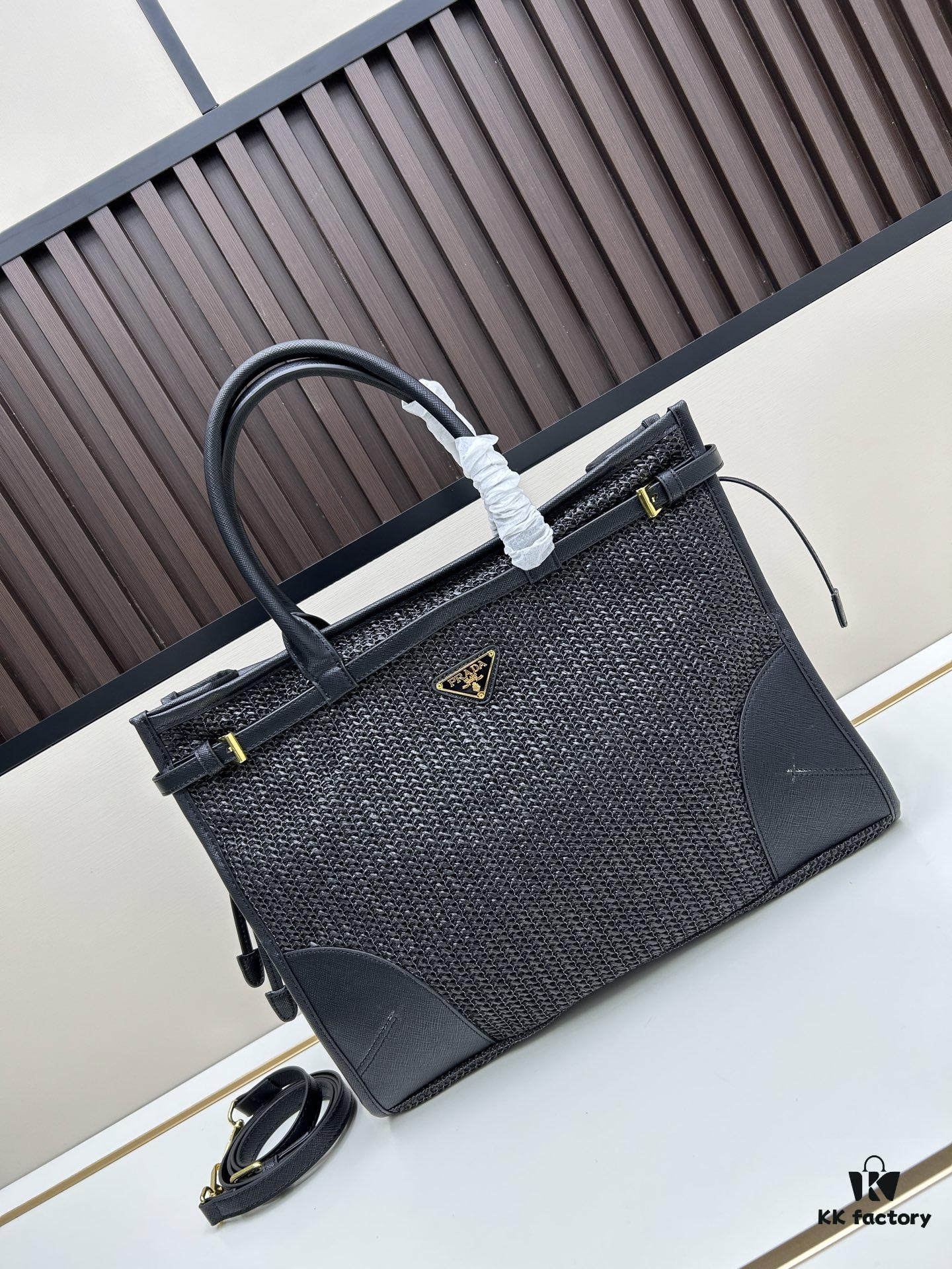 PRADA Summer It Bag – The Ultimate Woven Tote, Size 38×30×12