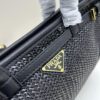 PRADA Summer It Bag – Woven Rattan Tote with Leather Trim, 32✕15✕11 cm