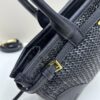PRADA Summer It Bag – Woven Rattan Tote with Leather Trim, 32✕15✕11 cm