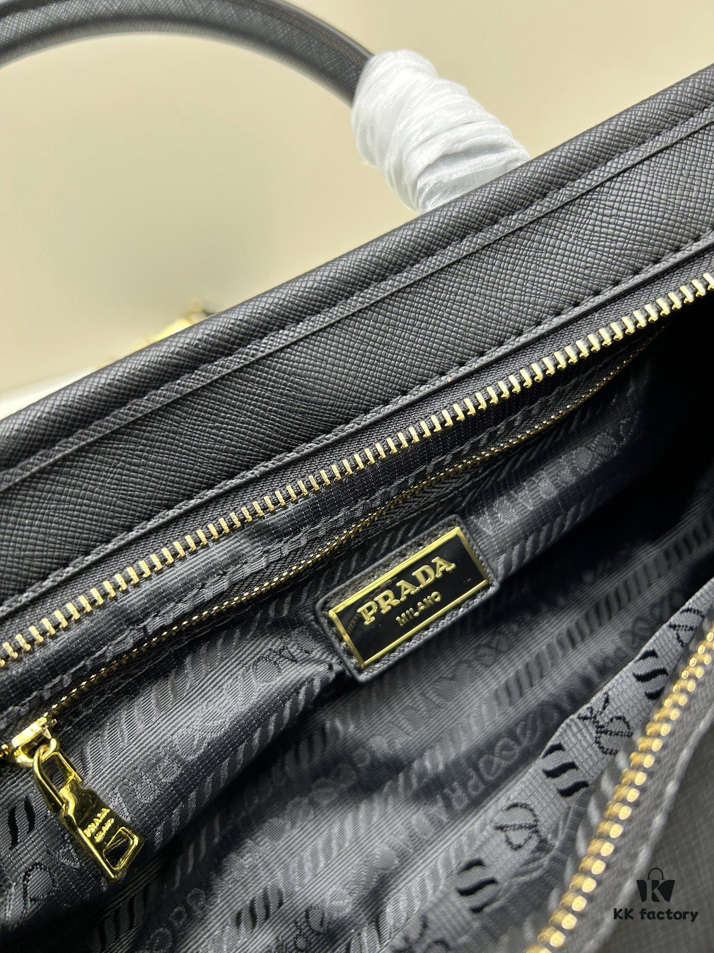 PRADA Summer It Bag – Woven Rattan Tote with Leather Trim, 32✕15✕11 cm