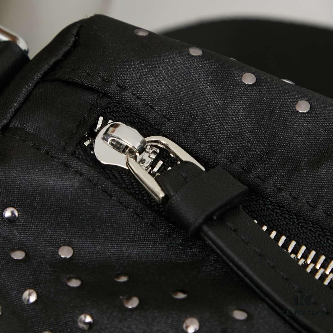 Prada Messenger Bag, Crossbody Shoulder Bag in Nylon with Studs, Size 26x16x10, Model 2508