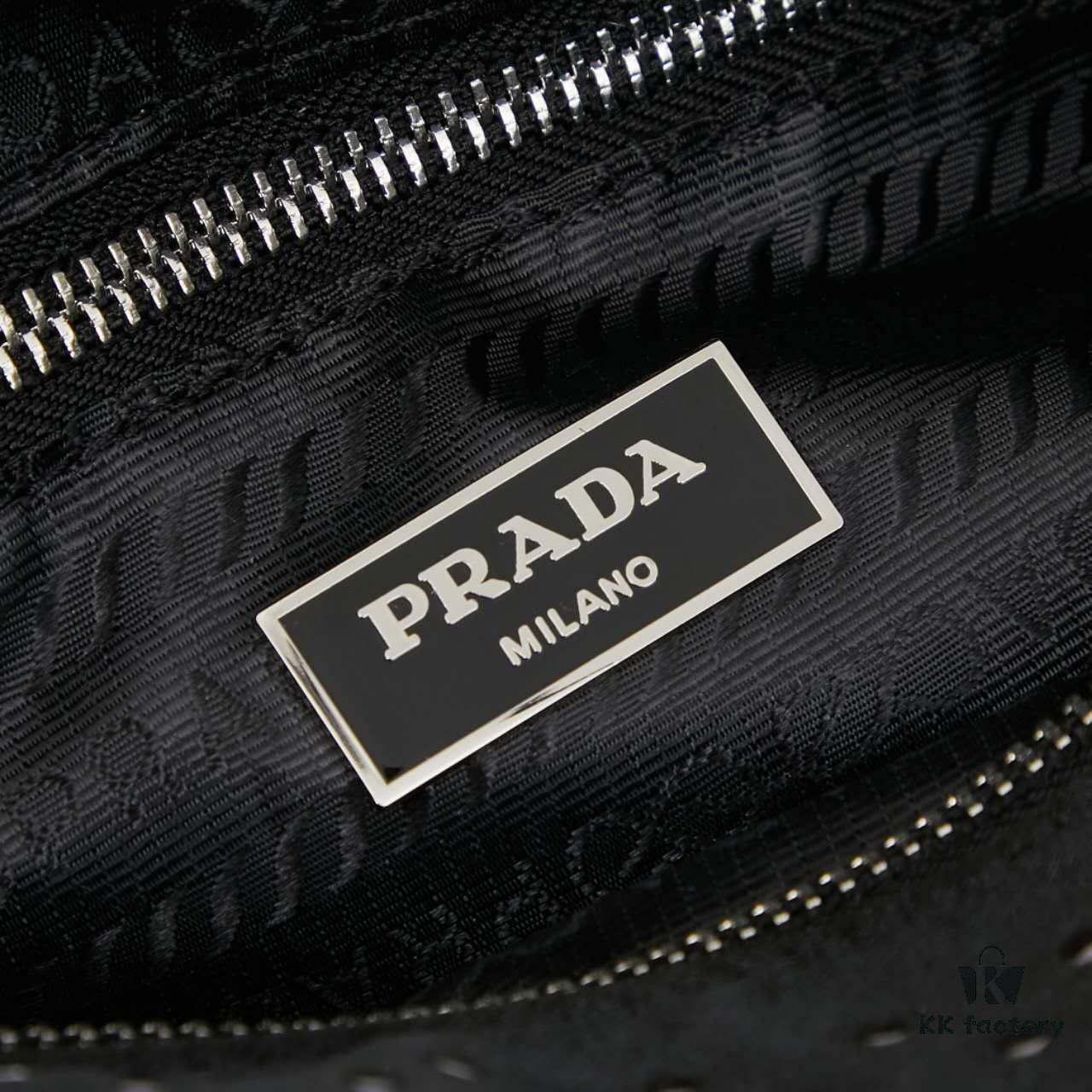 Prada Messenger Bag, Crossbody Shoulder Bag in Nylon with Studs, Size 26x16x10, Model 2508
