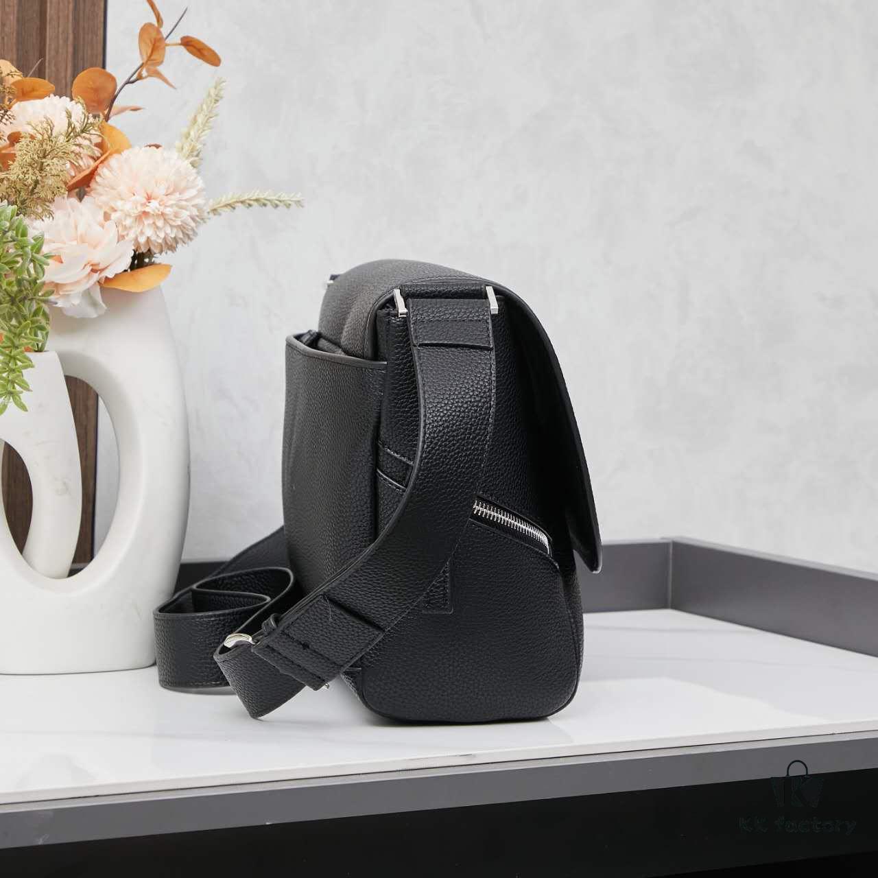 Prada Men's Crossbody Bag in Black Leather with Quilted Texture