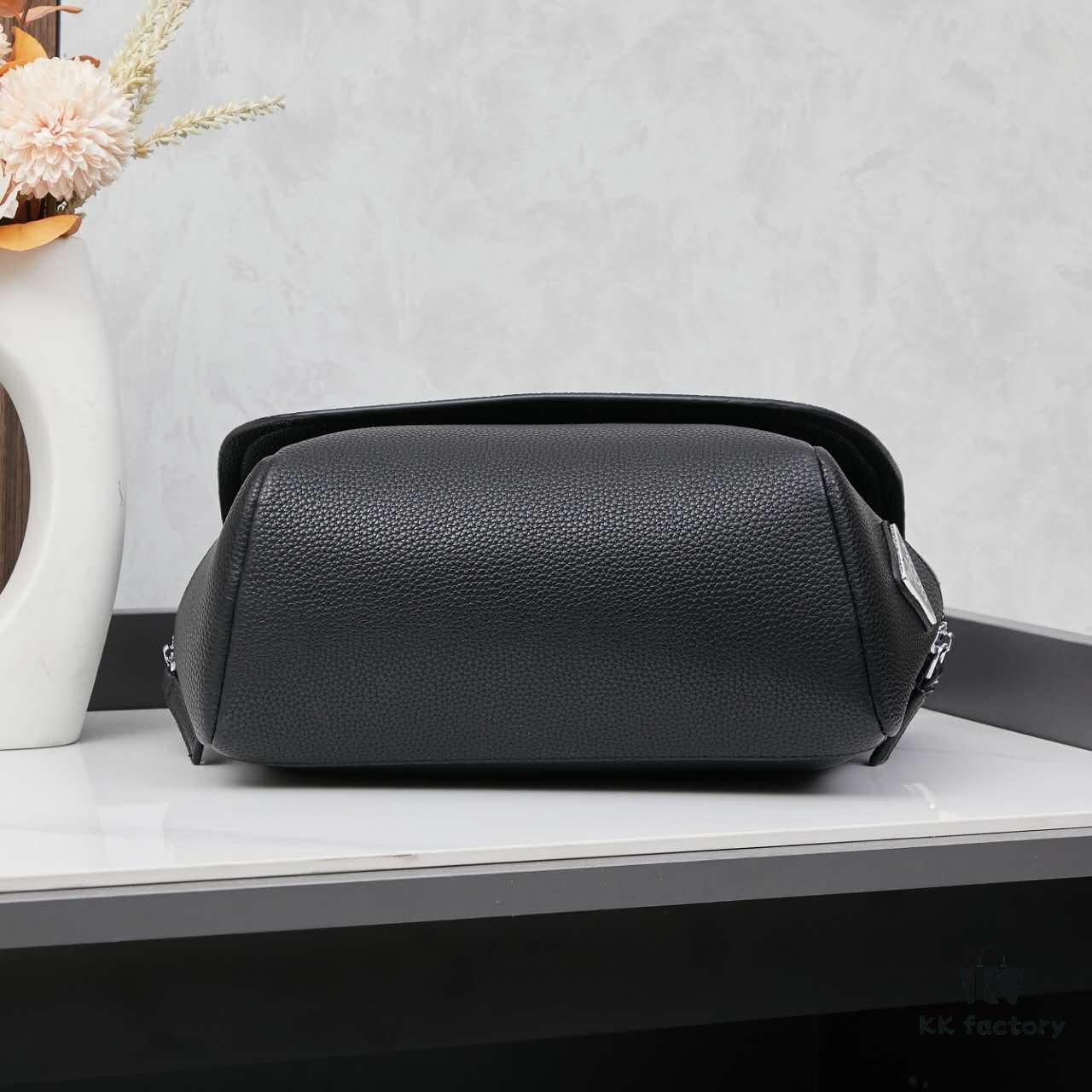 Prada Men's Crossbody Bag in Black Leather with Quilted Texture