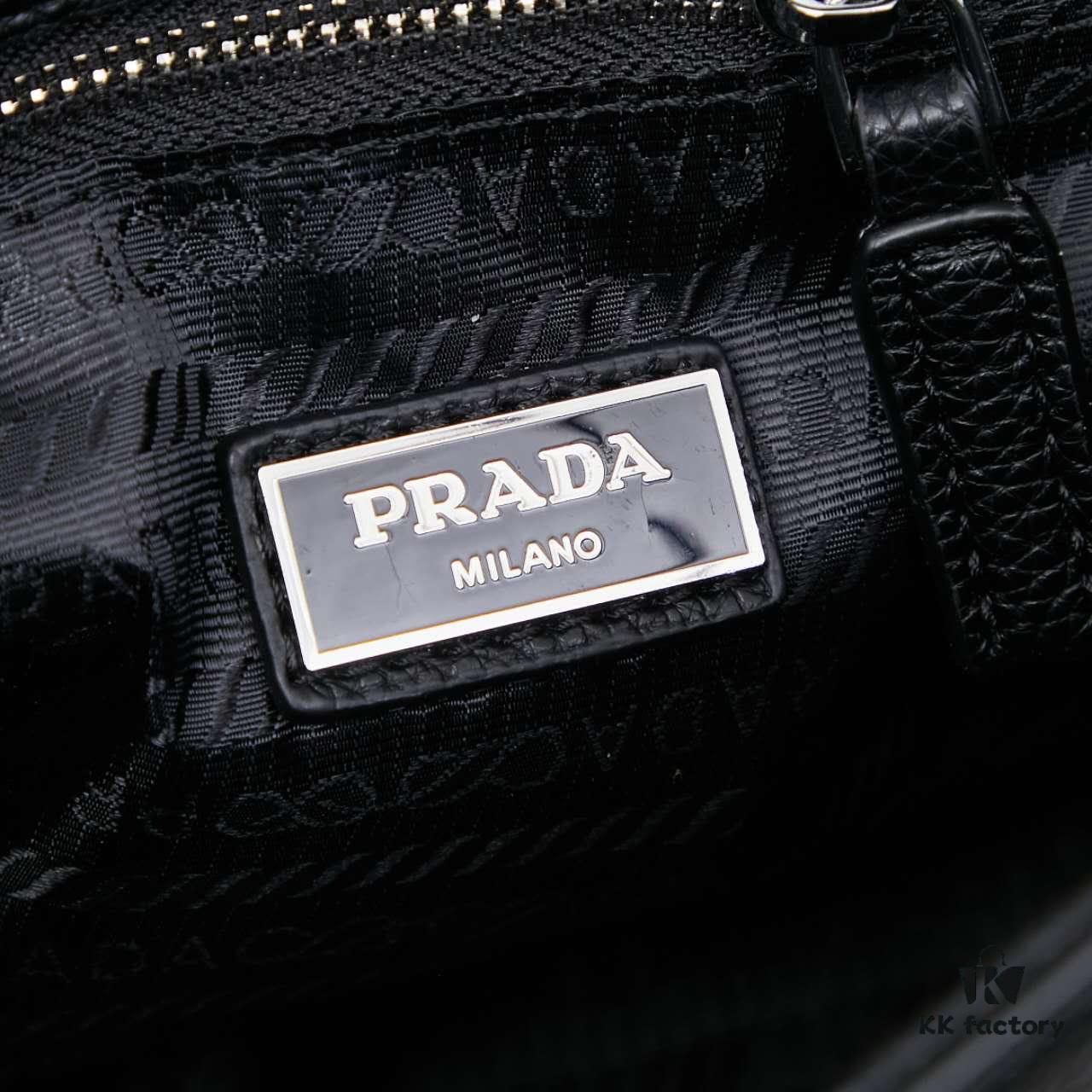 Prada Men's Crossbody Bag in Black Leather with Quilted Texture