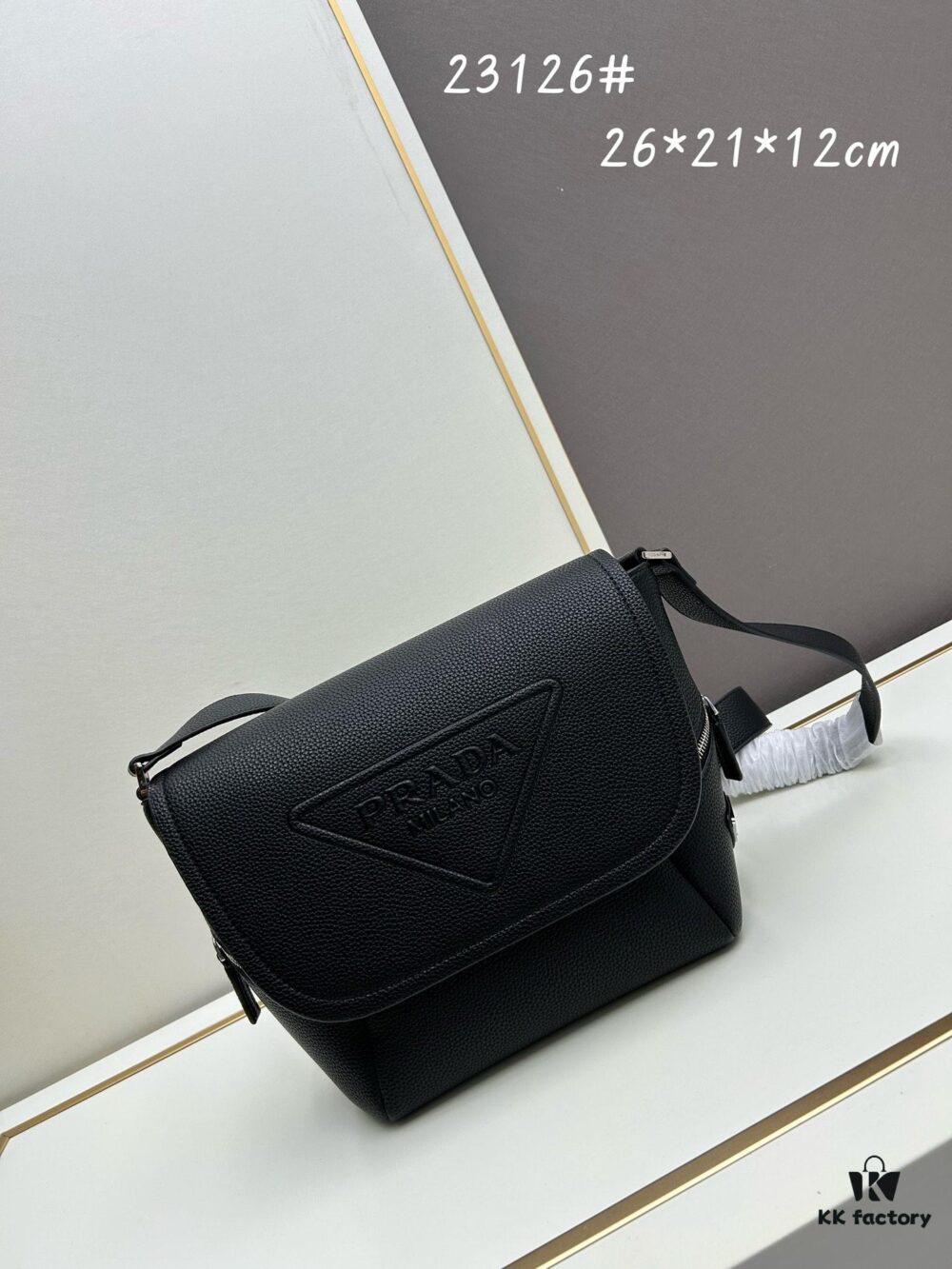 Prada Men's Crossbody Bag in Crinkled Calfskin