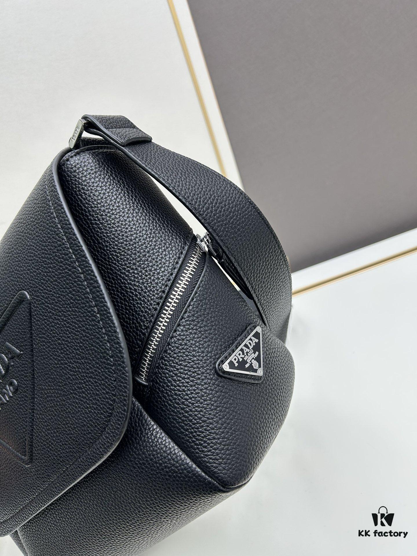 Prada Men's Crossbody Bag in Crinkled Calfskin