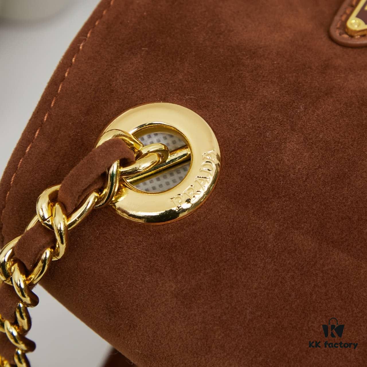 Vintage Prada Suede Crossbody Bag with Chain – A Timeless 'Baozi' Design
