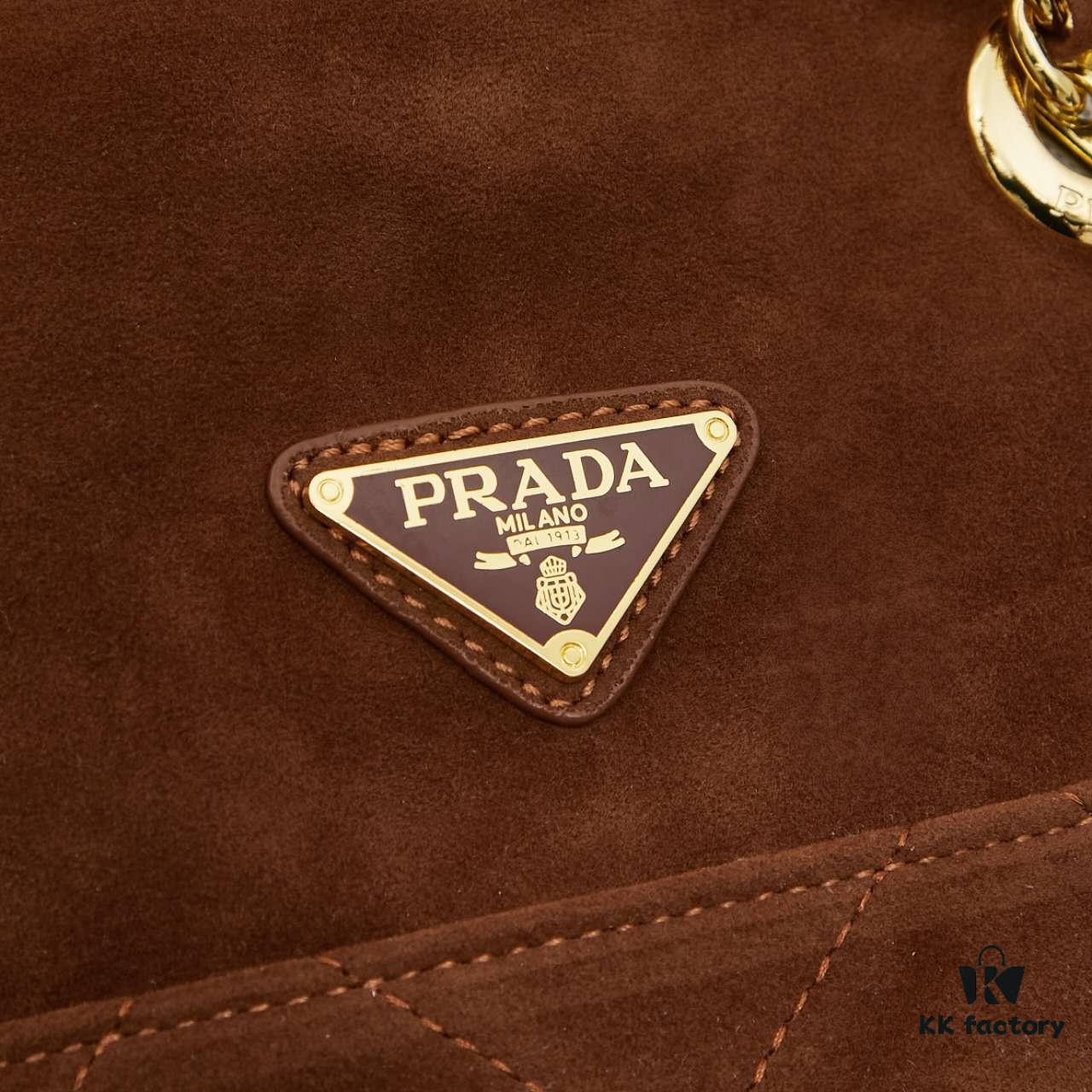 Vintage Prada Suede Crossbody Bag with Chain – A Timeless 'Baozi' Design