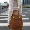 Vintage Prada Suede Crossbody Bag with Chain – A Timeless 'Baozi' Design, Opens as a Long-Chain Tote