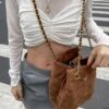 Vintage Prada Suede Crossbody Bag with Chain – A Timeless 'Baozi' Design, Opens as a Long-Chain Tote